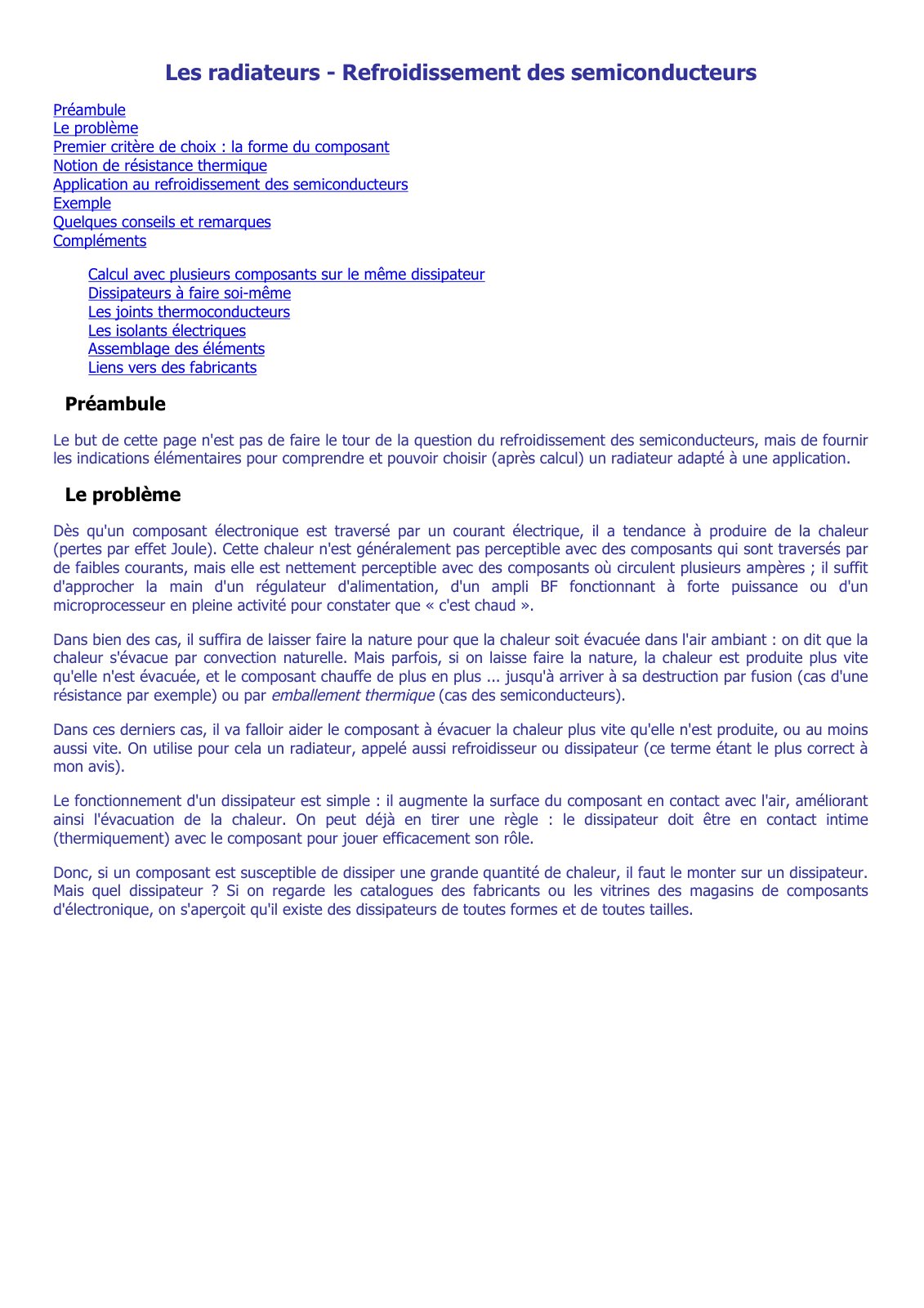 First page of radiateurs