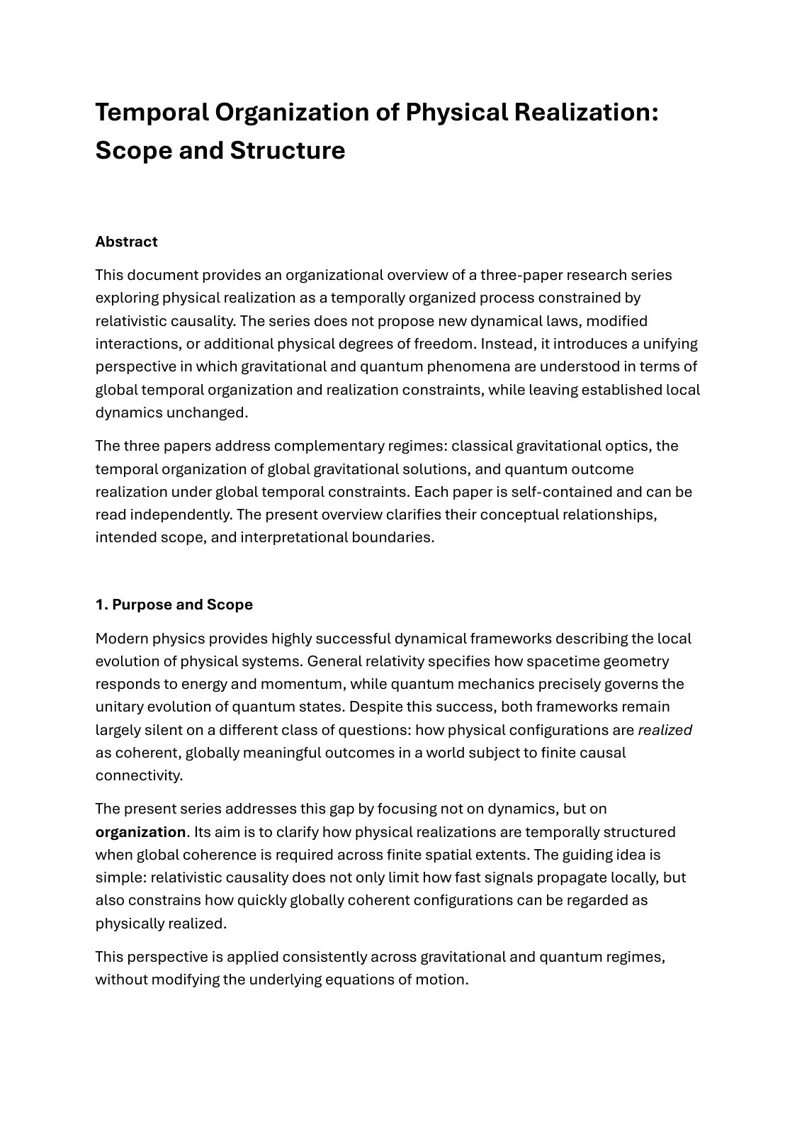 First page of Temporal Organization of Physical Realiz