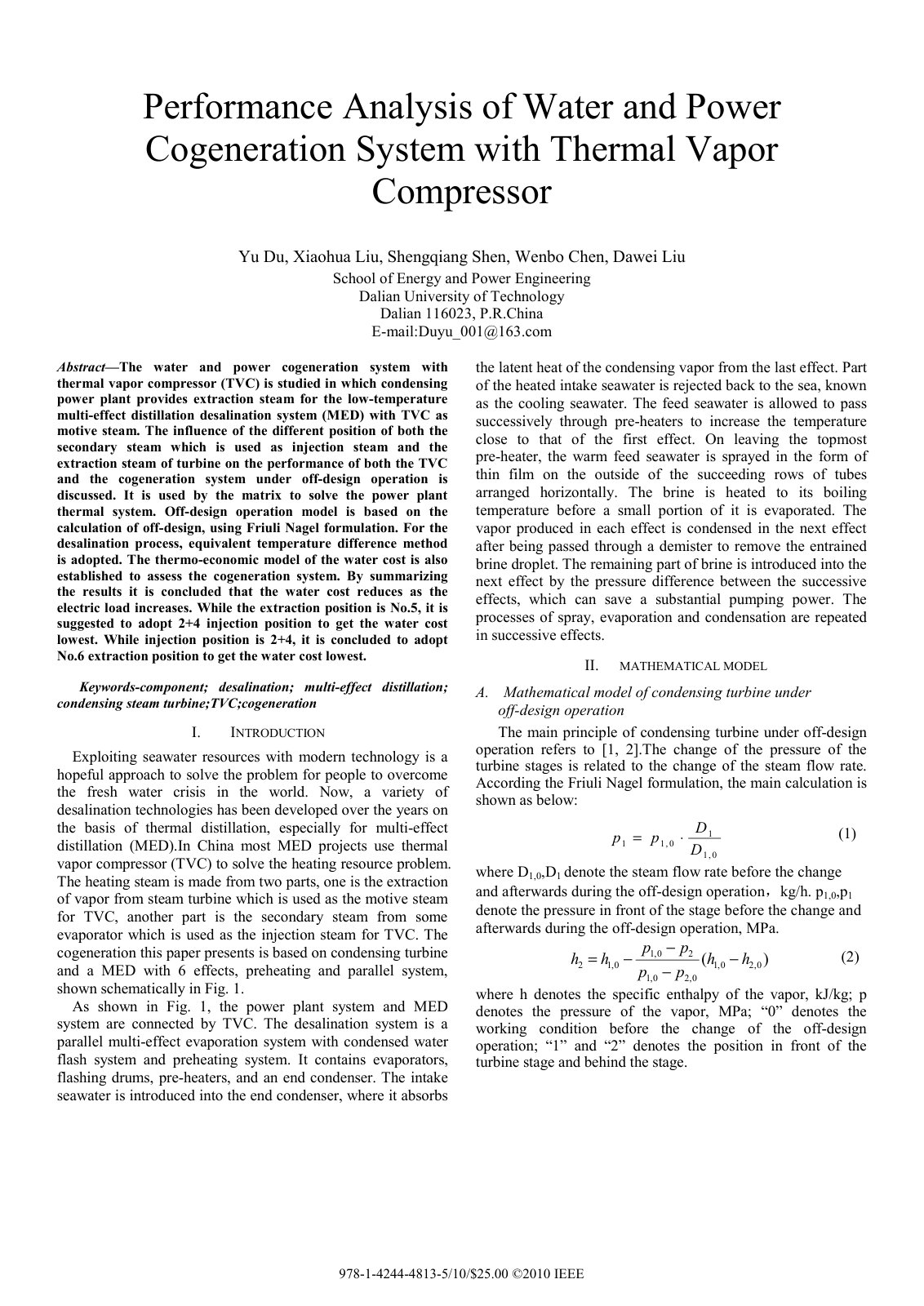First page of Performance analysis of water and power