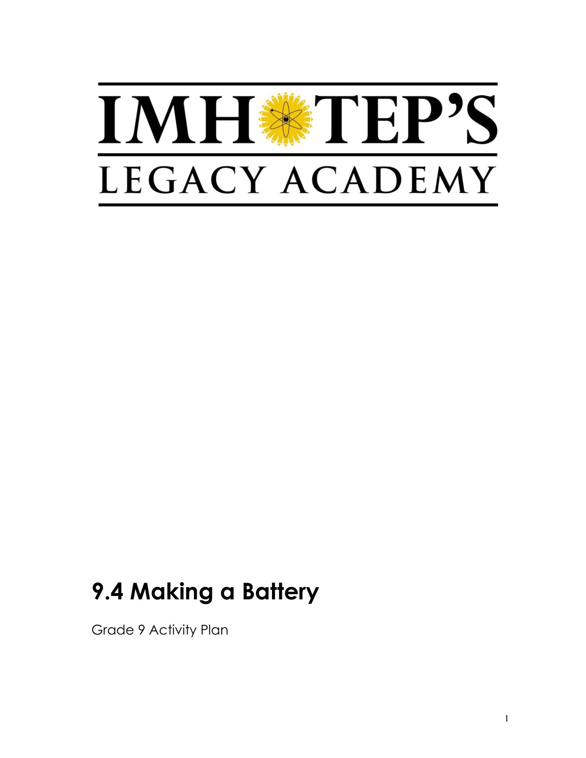 First page of 9.4 Making a Battery