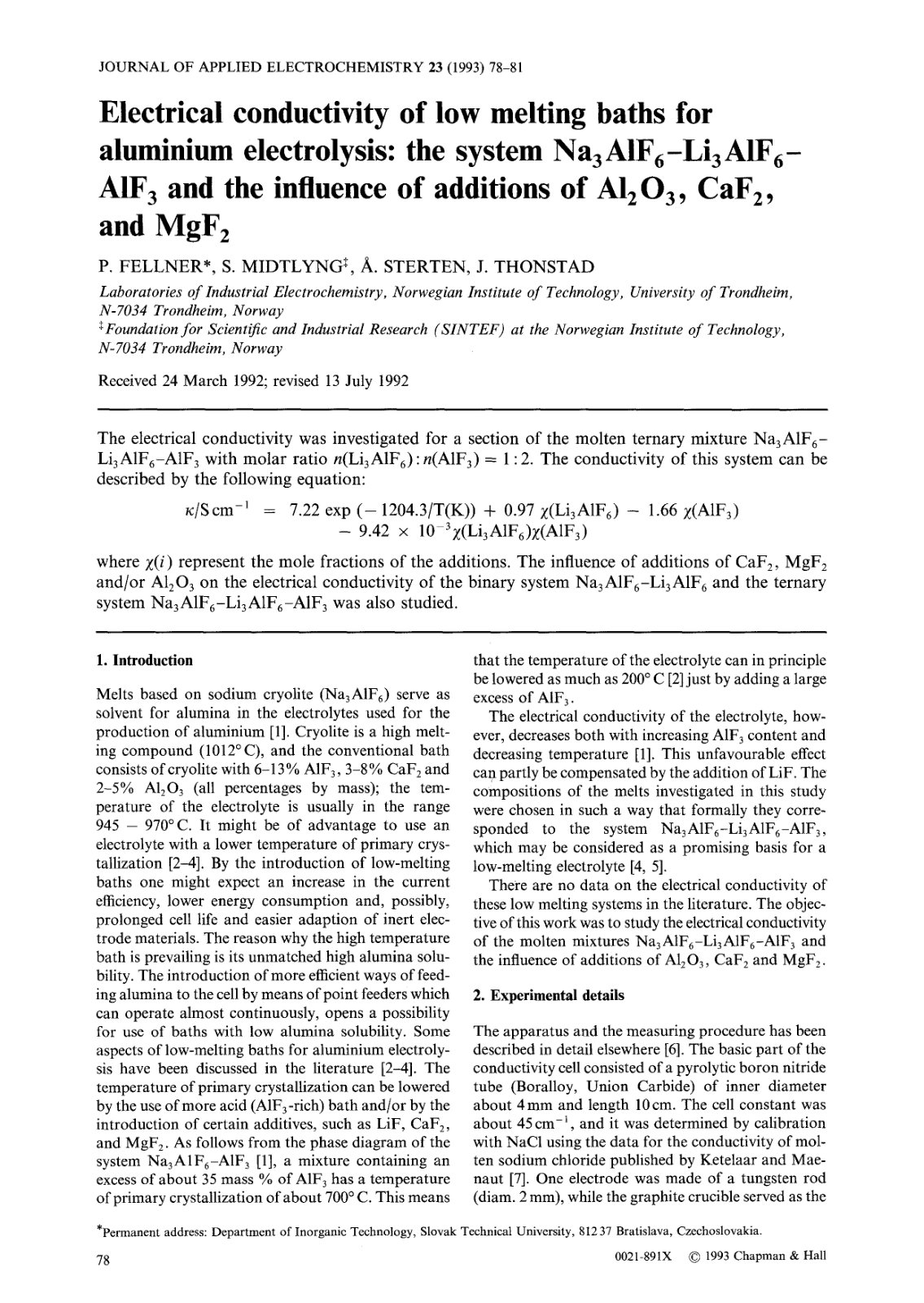First page of Electrical conductivity of low melting b