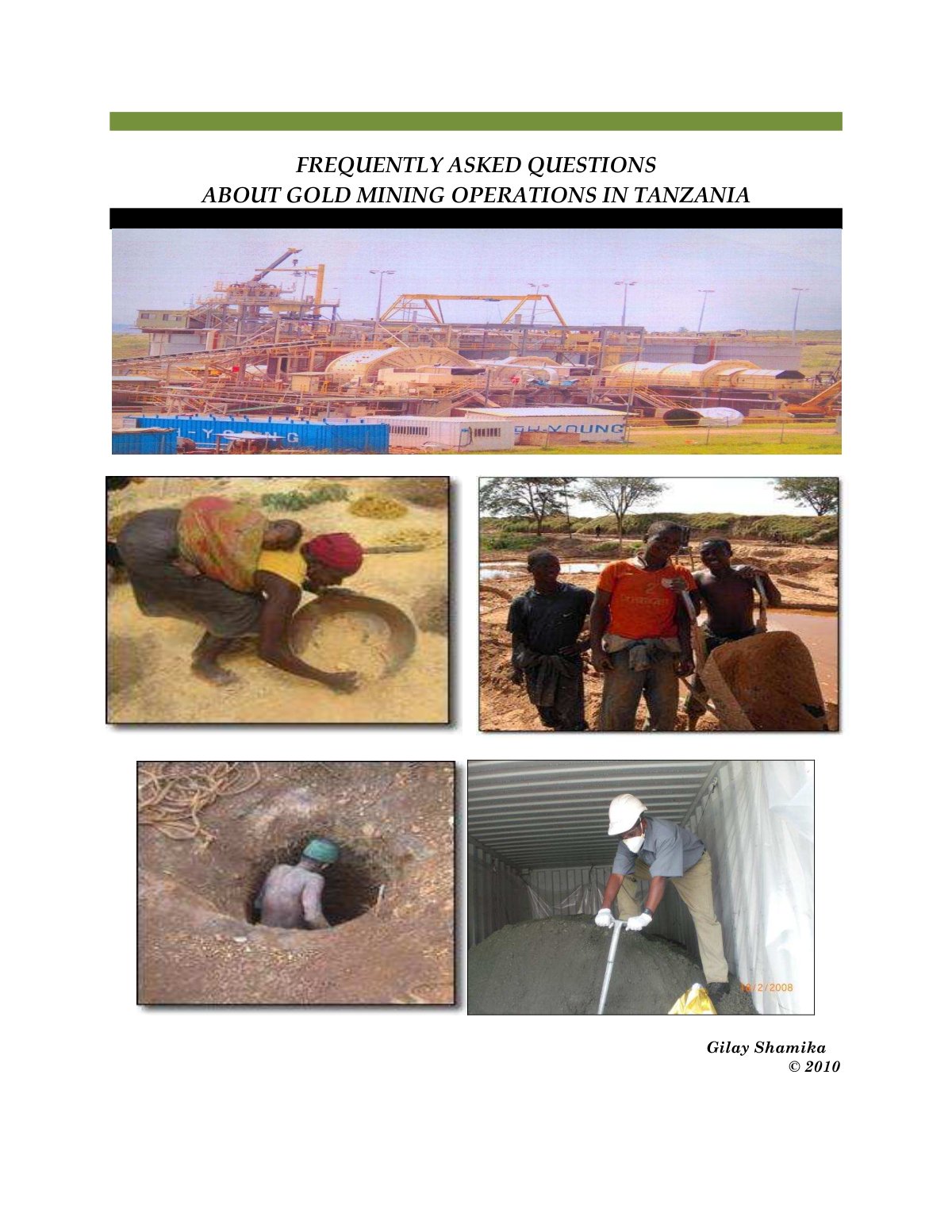 First page of Frequently Asked Questions About Gold Mining Operations in Tanzania