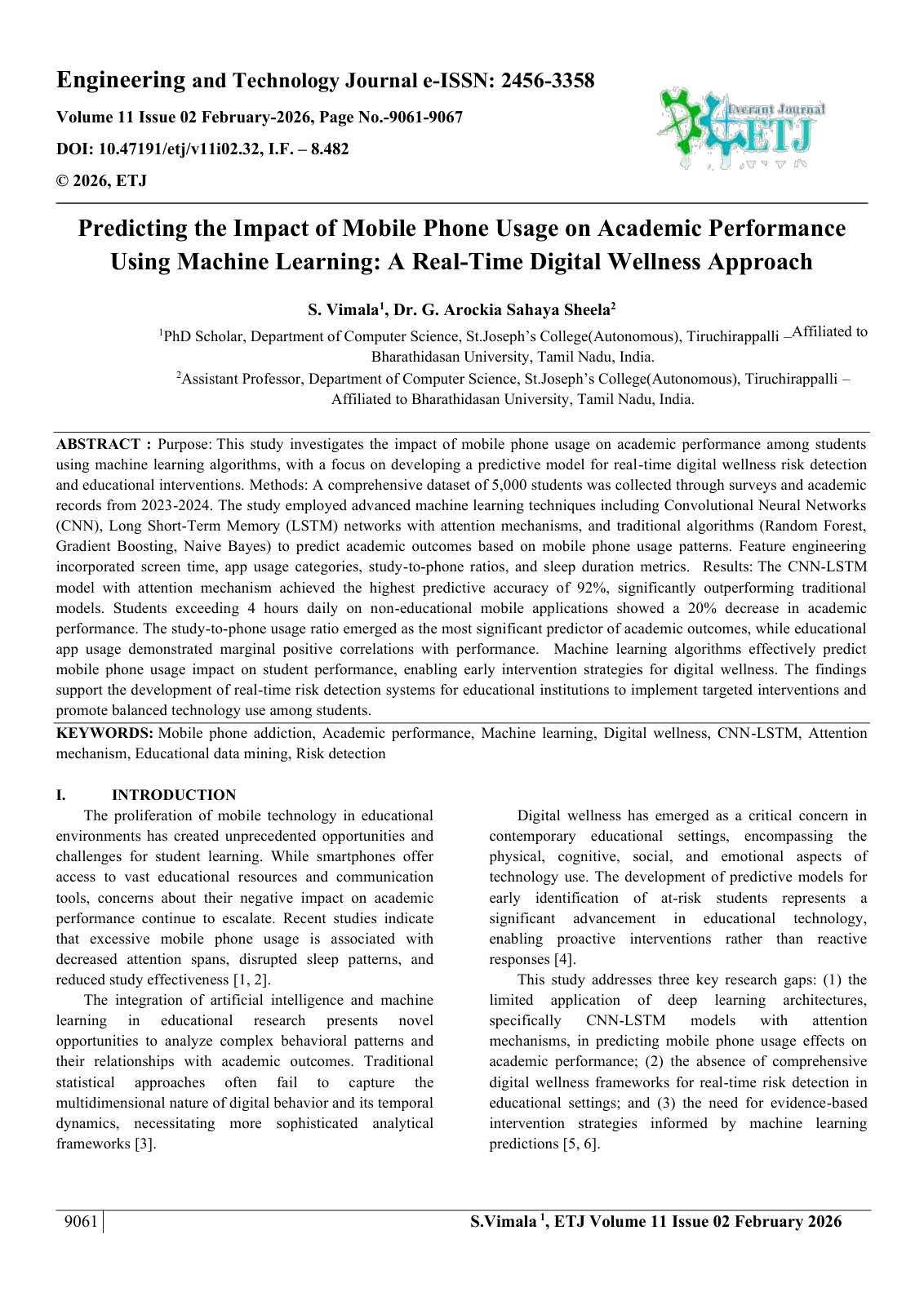 First page of Predicting the Impact of Mobile Phone Usage on Academic Performance  Using Machine Learning: A Real-Time Digital Wellness Approach   