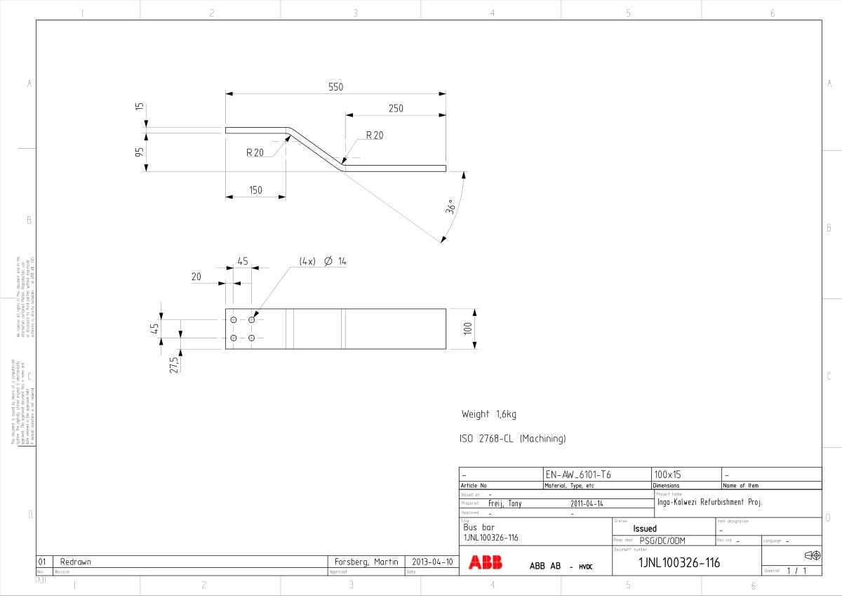 First page of Weight 1,6kg ISO 2768-CL (Machining)