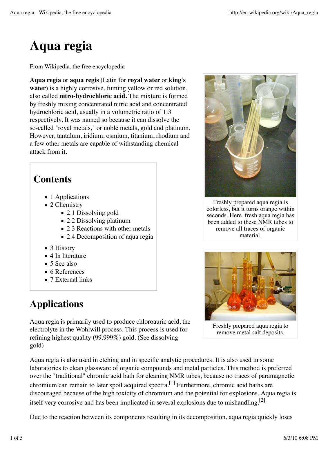 First page of Aqua regia   Wikipedia