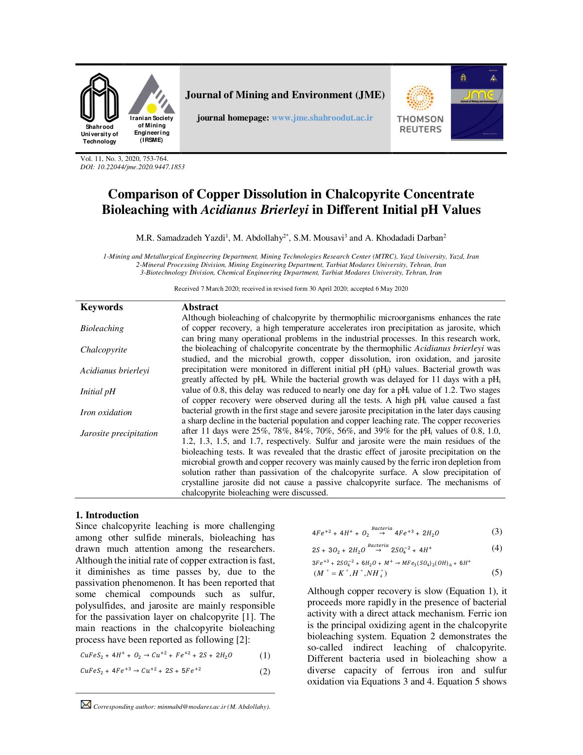 First page of Comparison of Copper Dissolution in Chal