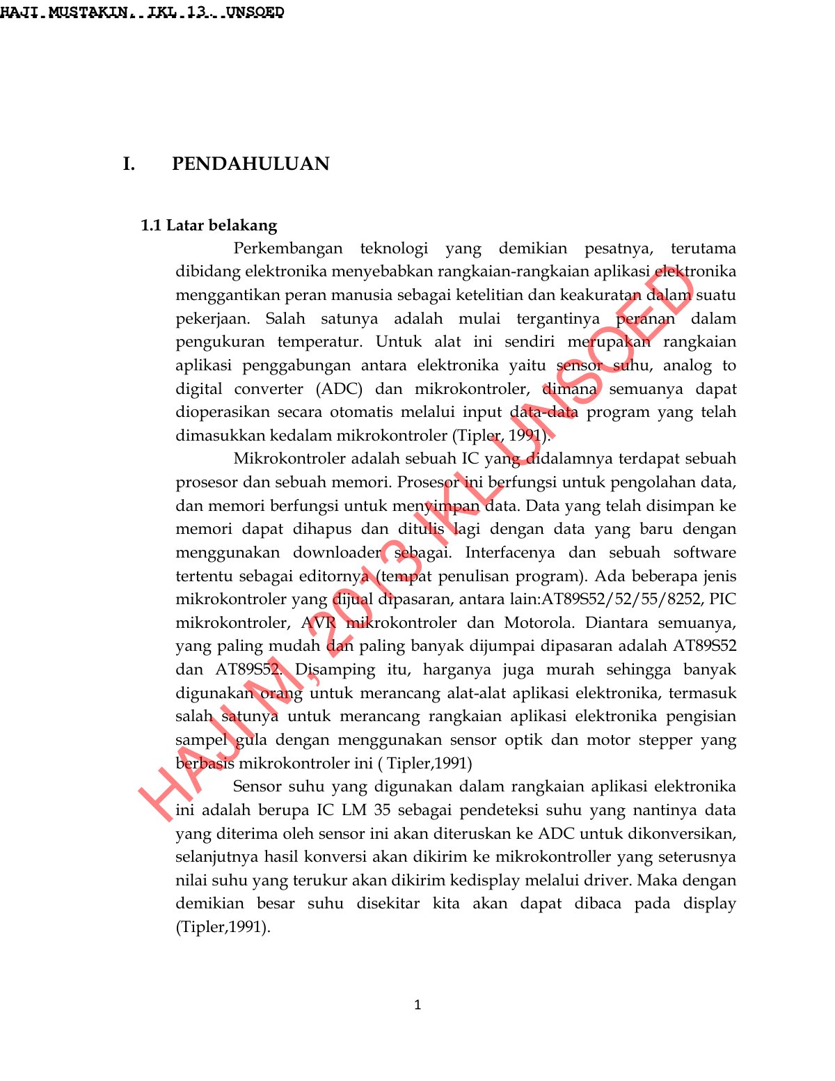 First page of Laporan praktikum Dasar Dasar Instrument