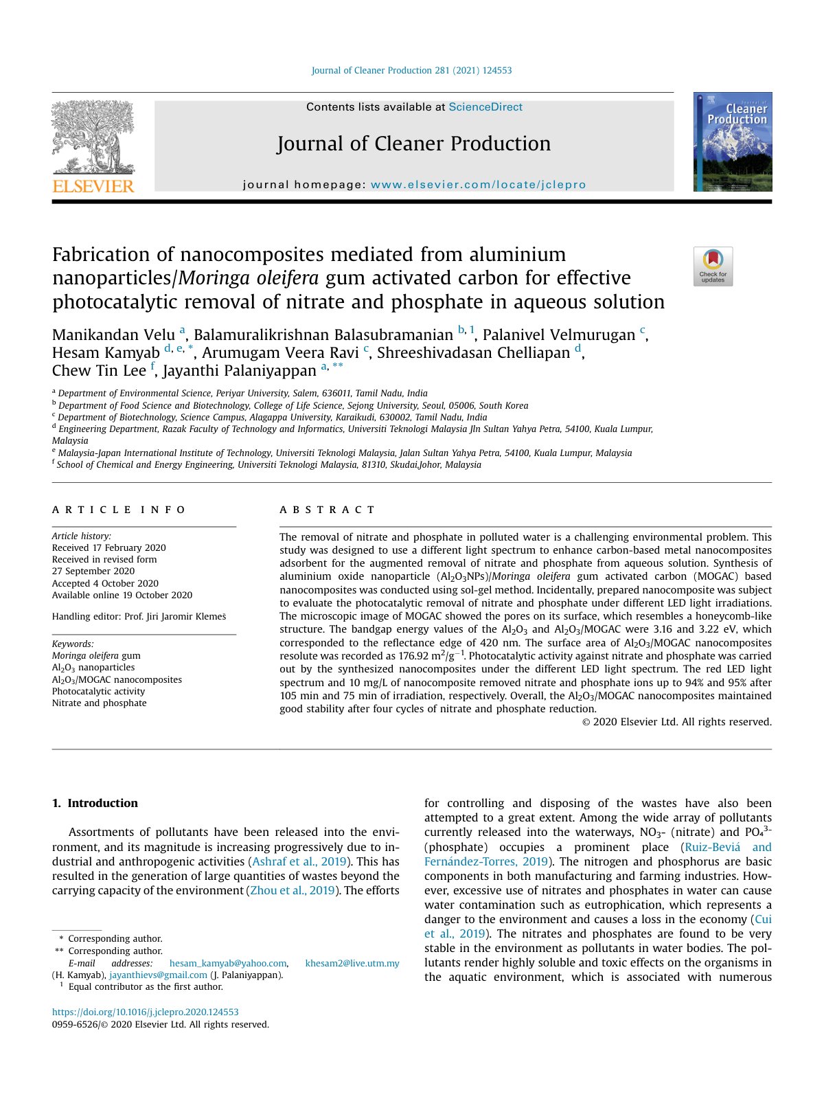 First page of Fabrication of nanocomposites mediated f