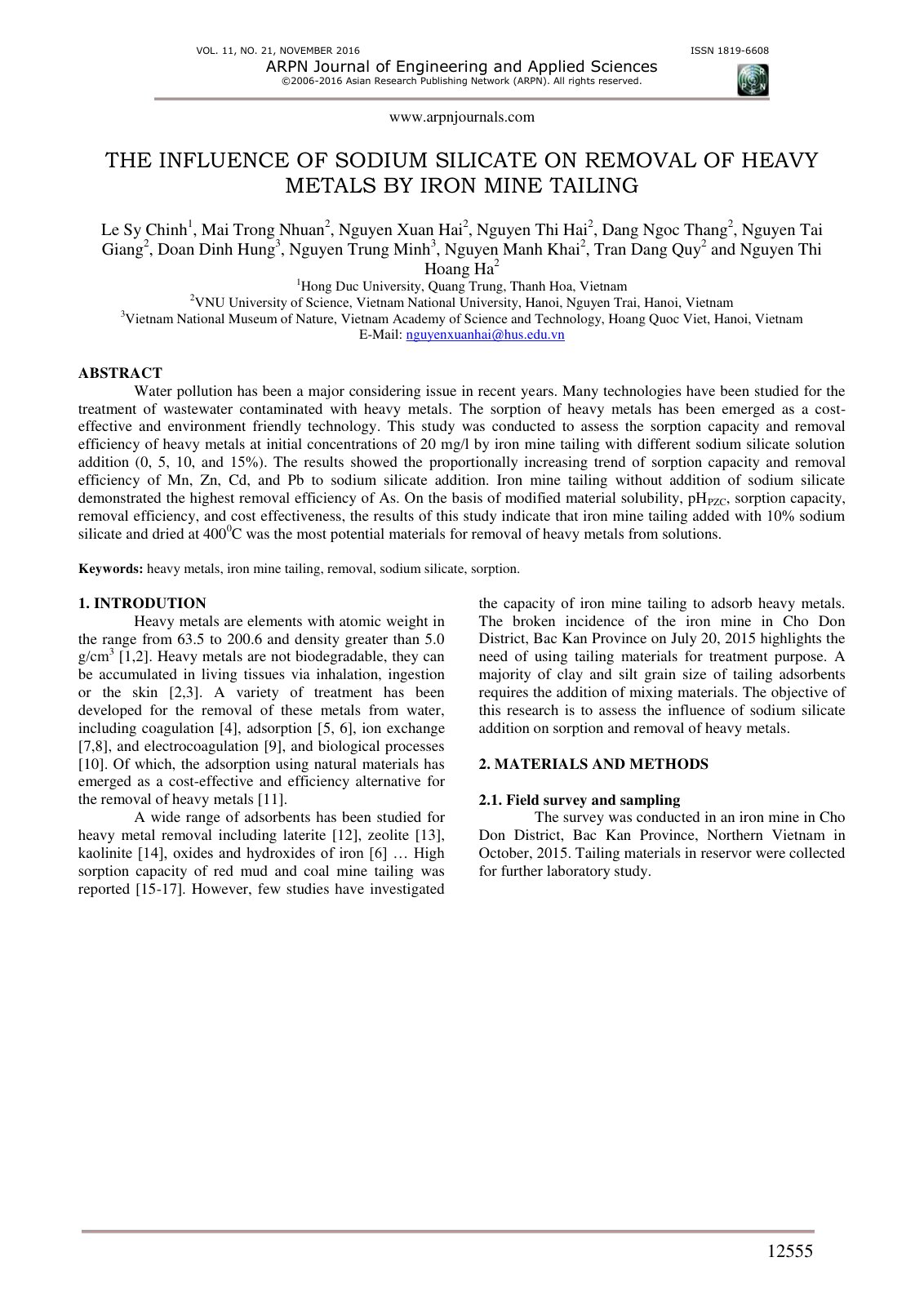 First page of The Influence of Sodium Silicate on Remo