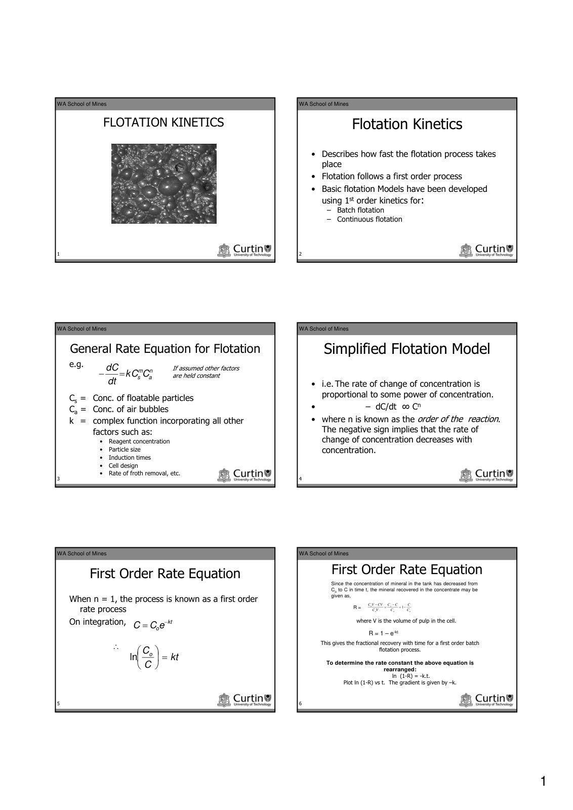 First page of Flotation Kinetics   Slides
