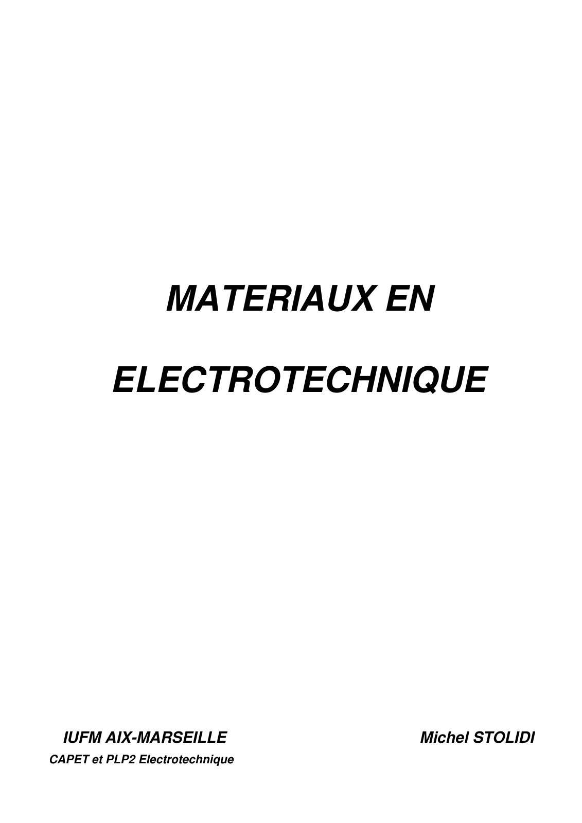 First page of materiaux en electrotechnique