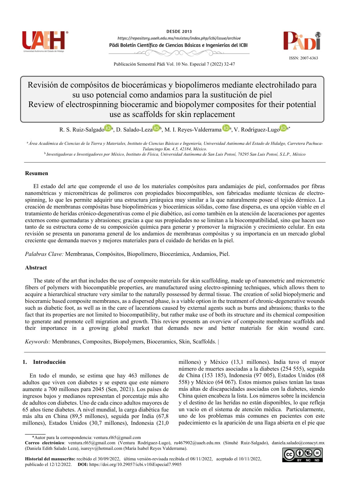First page of Revision de compositos de bioceramicas y