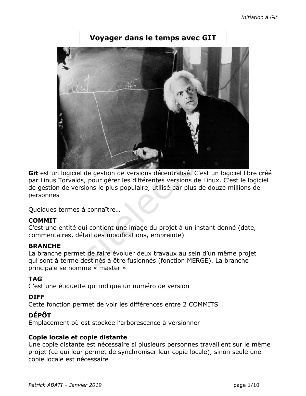 First page of Initiation à Git