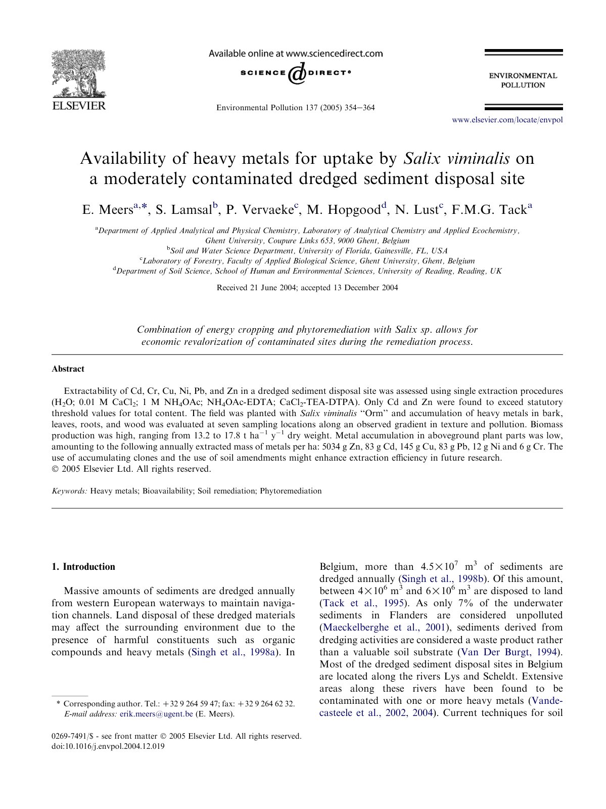 First page of Availability of heavy metals for uptake