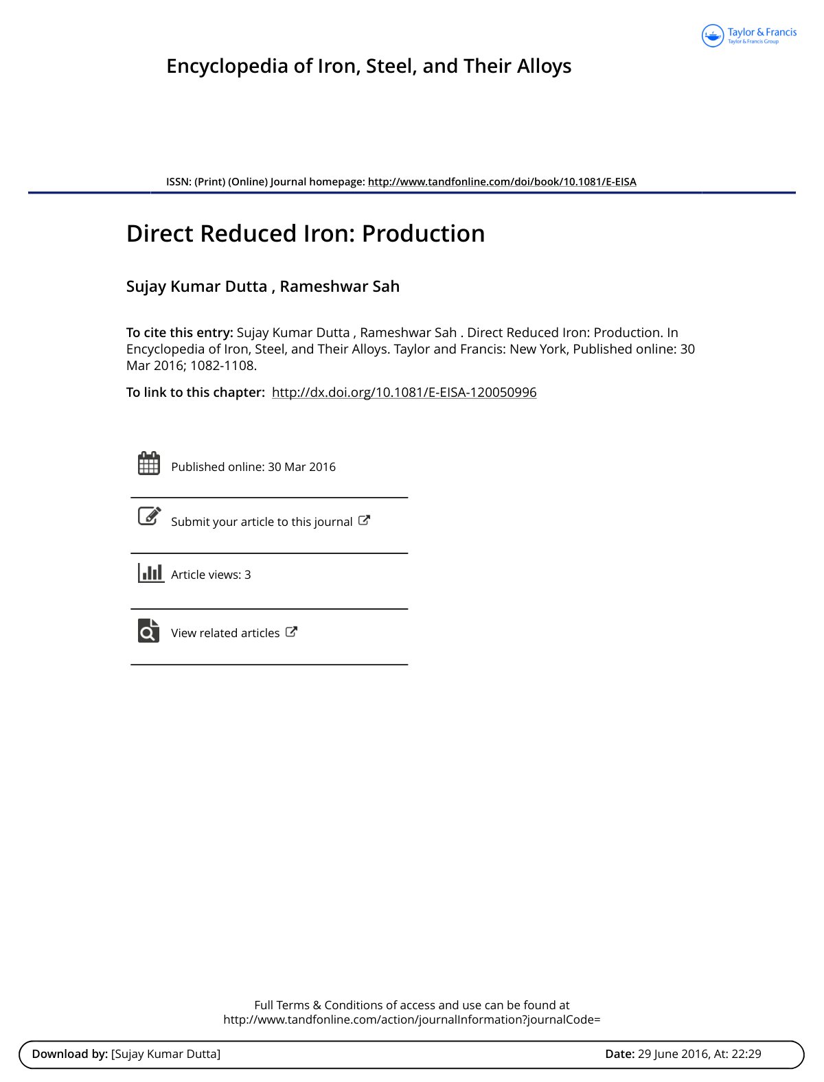 First page of Encyclopedia of Iron Steel and Their All