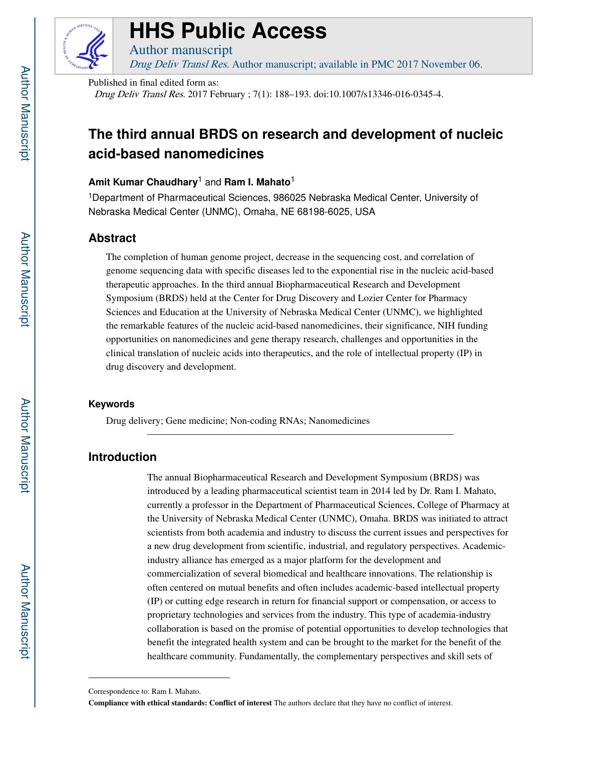 First page of The third annual BRDS on research and de