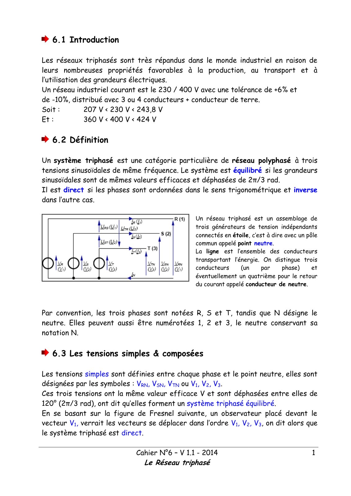 First page of reseau triphase