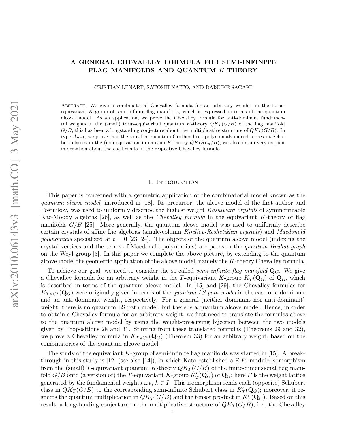 First page of A general Chevalley formula for semi inf