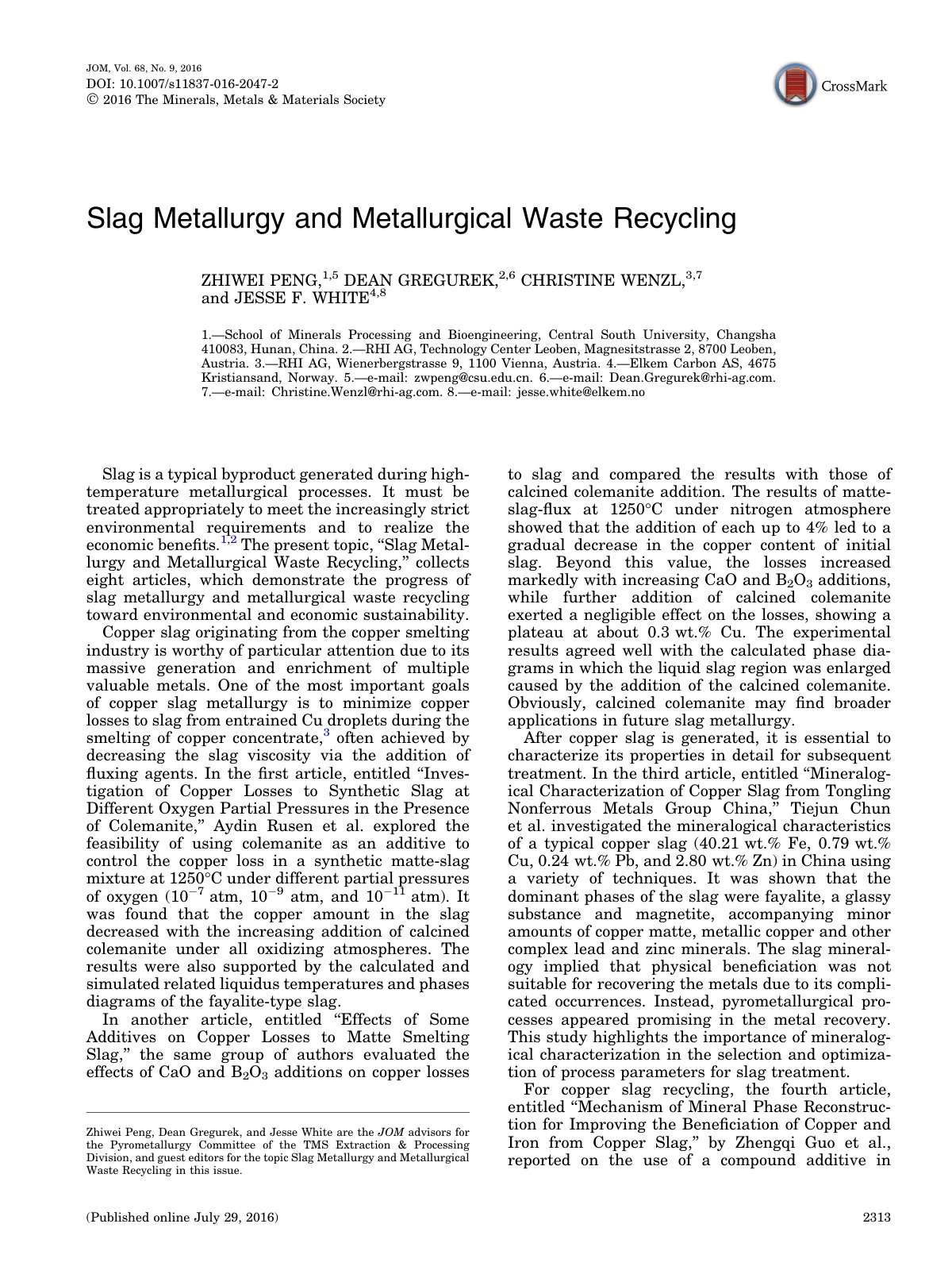First page of Slag Metallurgy and Metallurgical Waste