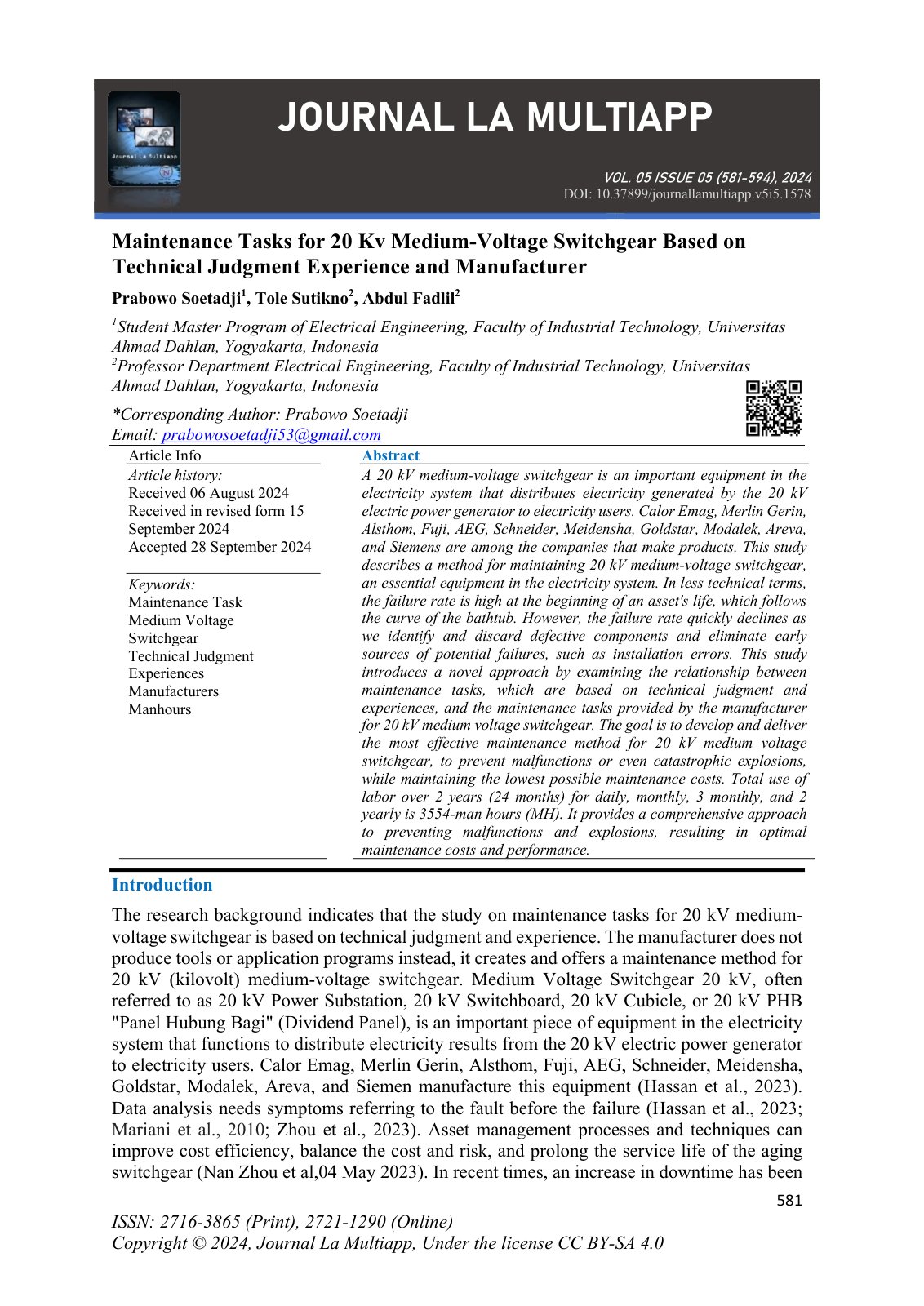 First page of Maintenance Tasks for 20 Kv Medium Voltage Switchg
