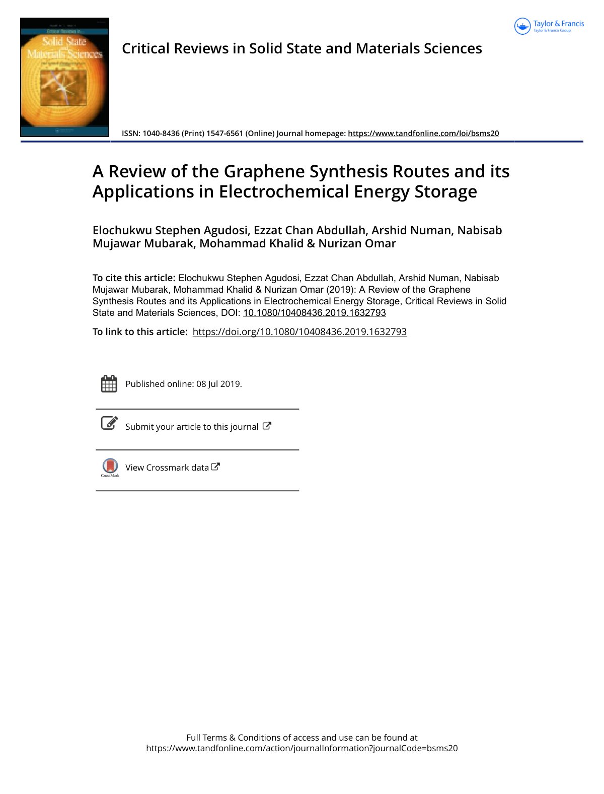 First page of A Review of the Graphene Synthesis Route