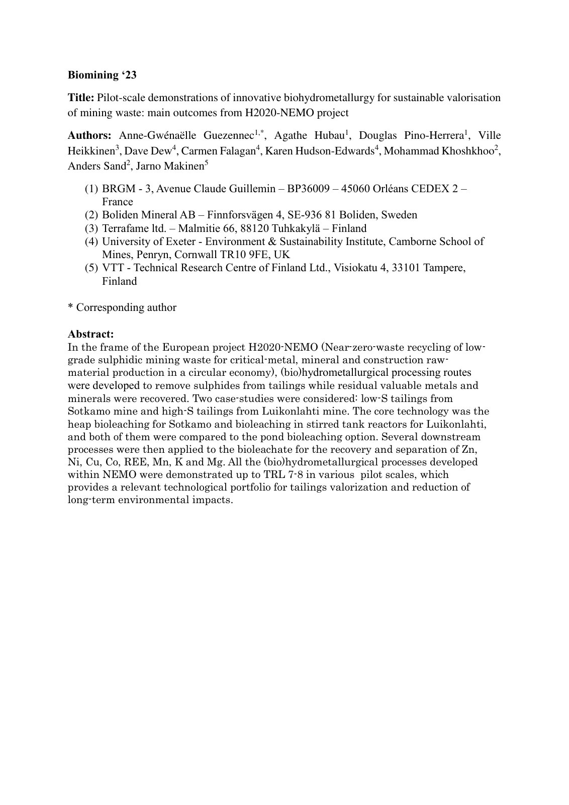 First page of Pilot scale demonstrations of innovative