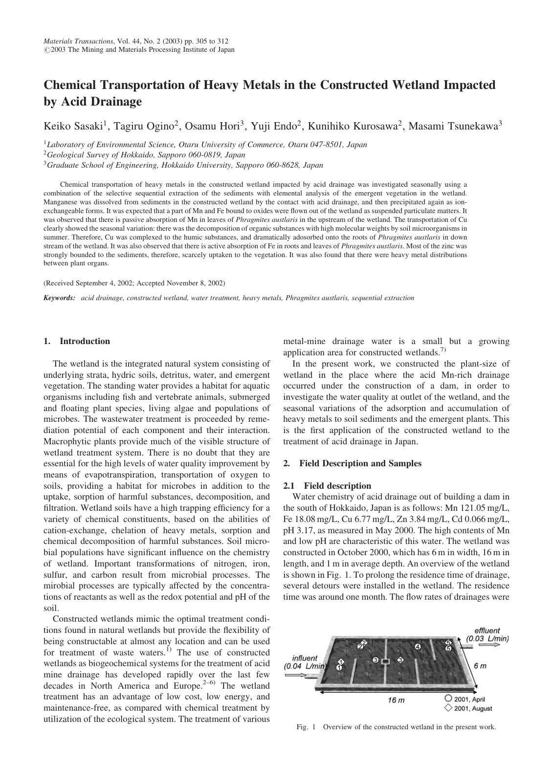 First page of Chemical Transportation of Heavy Metals