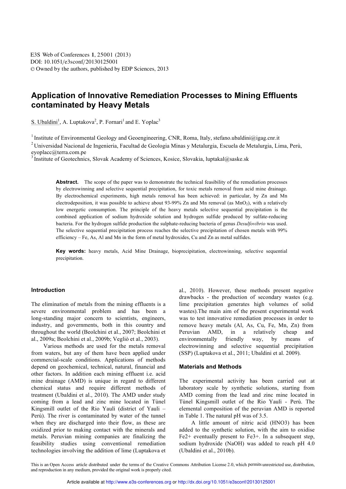 First page of Application of Innovative Remediation Pr