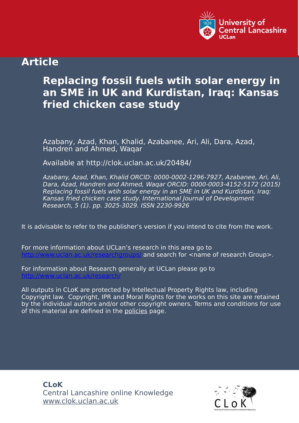 First page of Replacing fossil fuels wtih solar energy