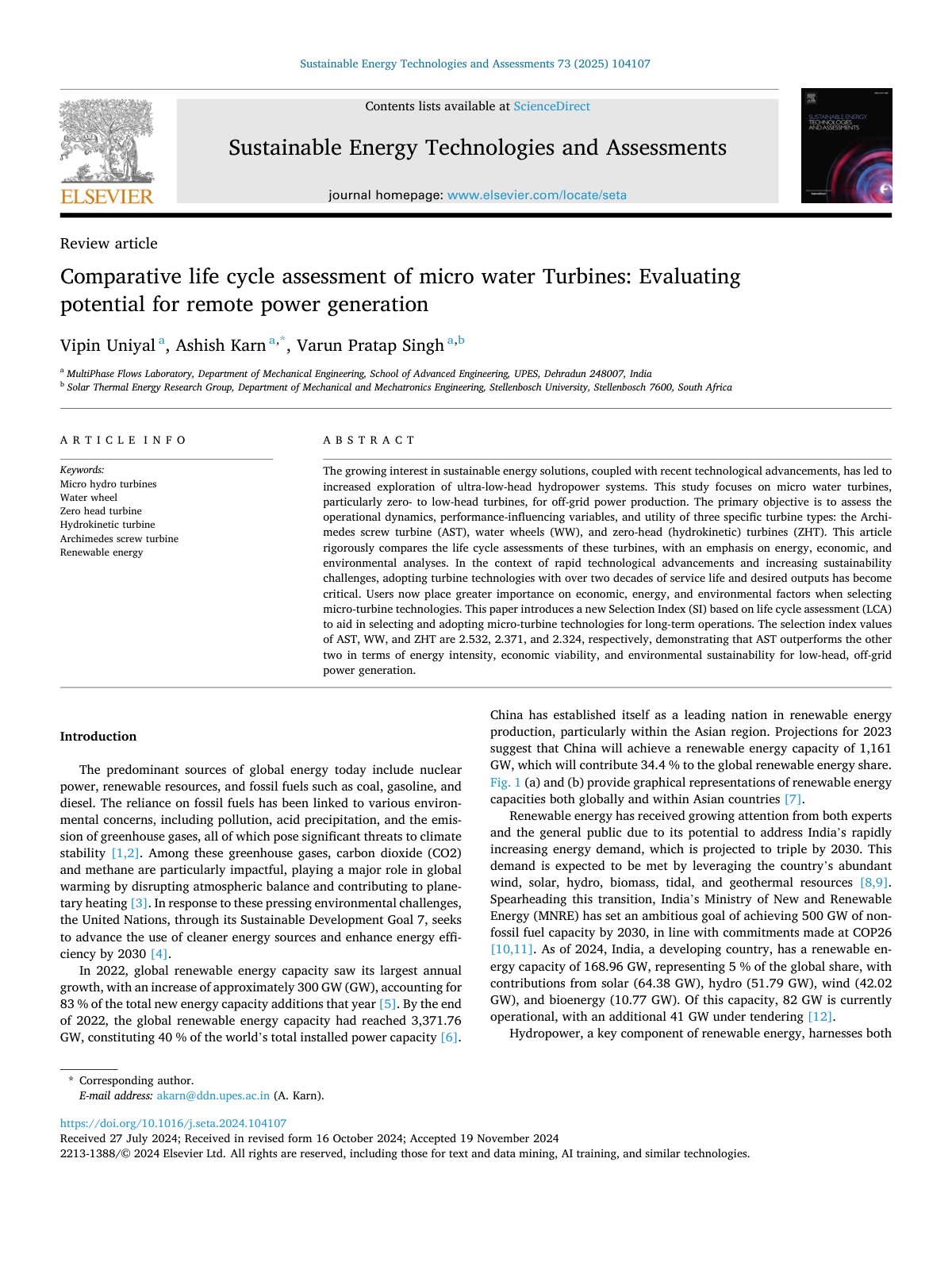 First page of Comparative life cycle assessment of mic
