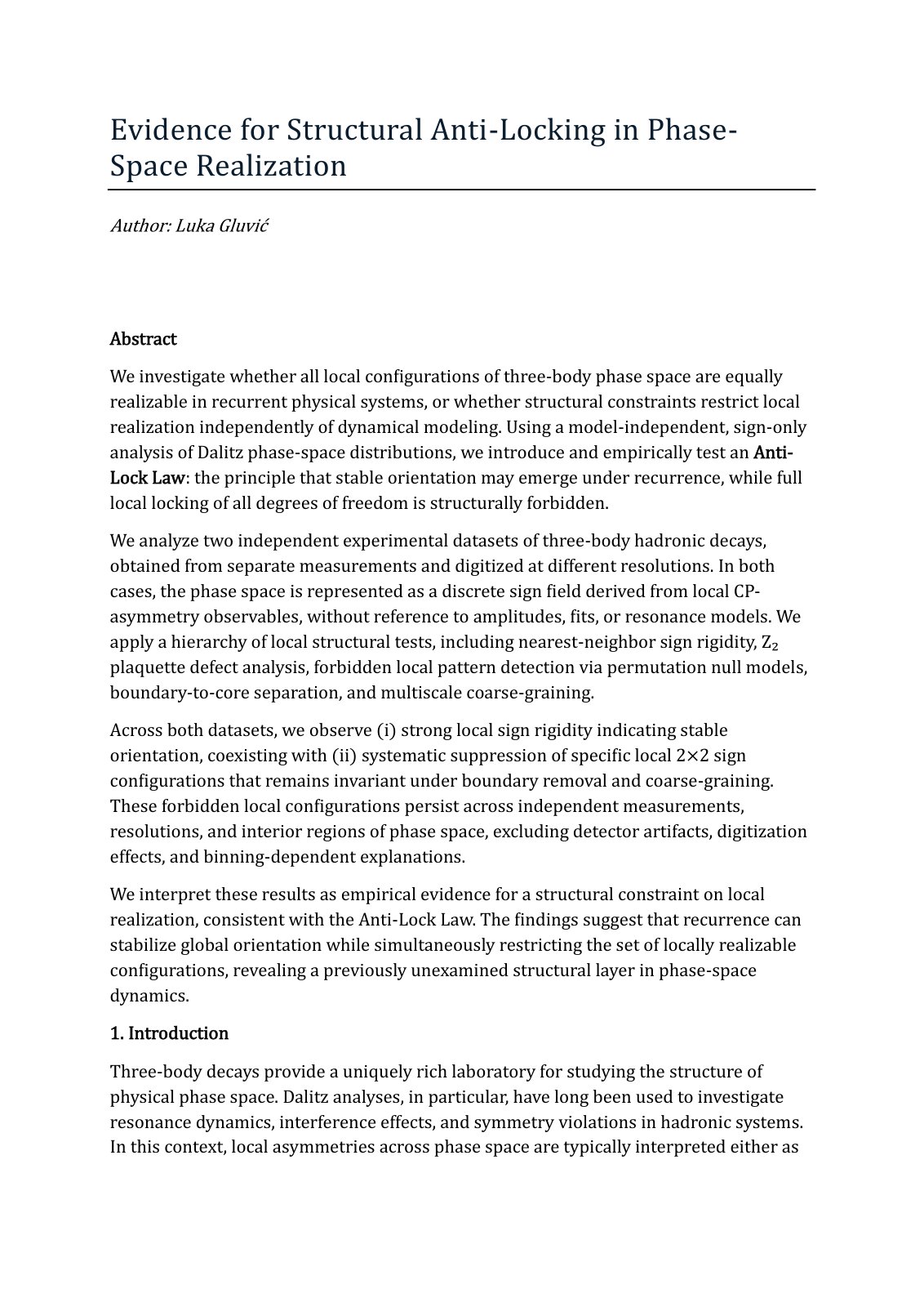 First page of Evidence for Structural Anti Locking in
