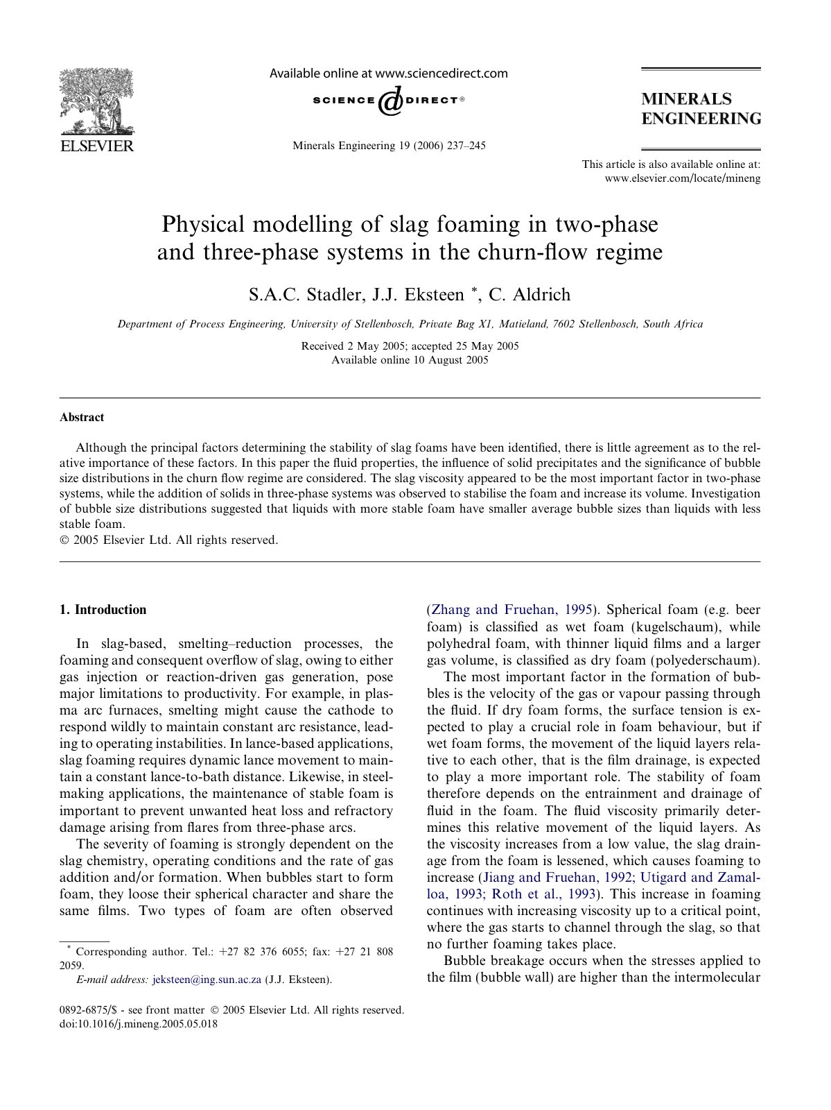 First page of Physical modelling of slag foaming in tw