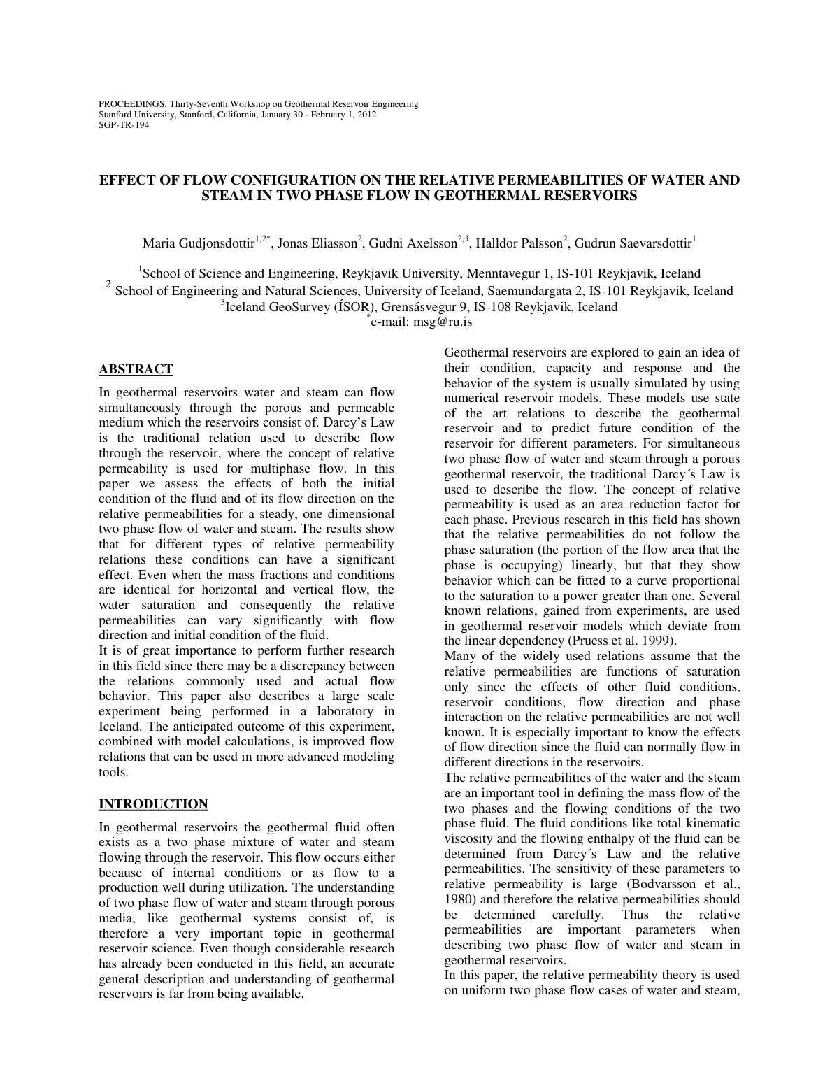 First page of Effect of Flow Configuration on the Rela
