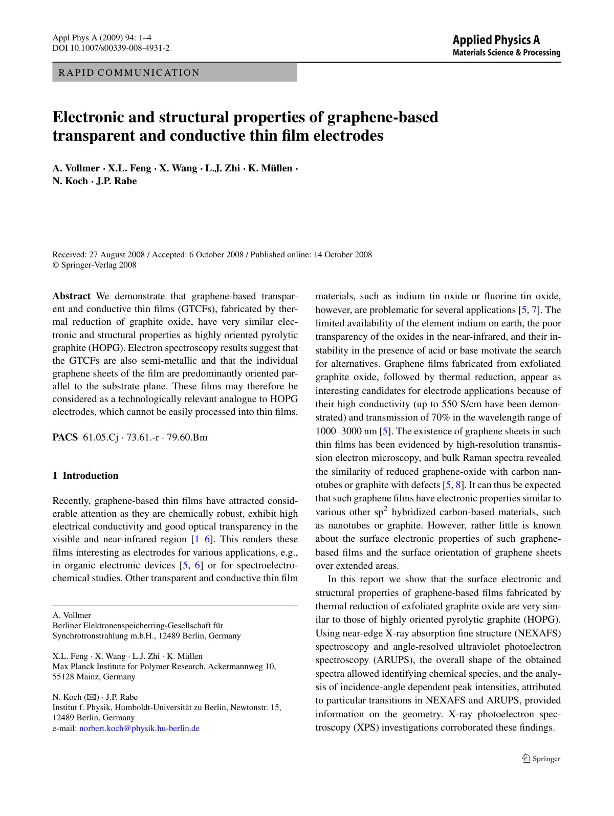 First page of Electronic and structural properties of