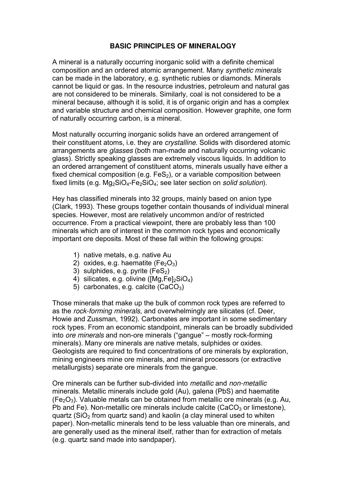 First page of Lecture 2 BASIC PRINCIPLES OF MINERALOGY