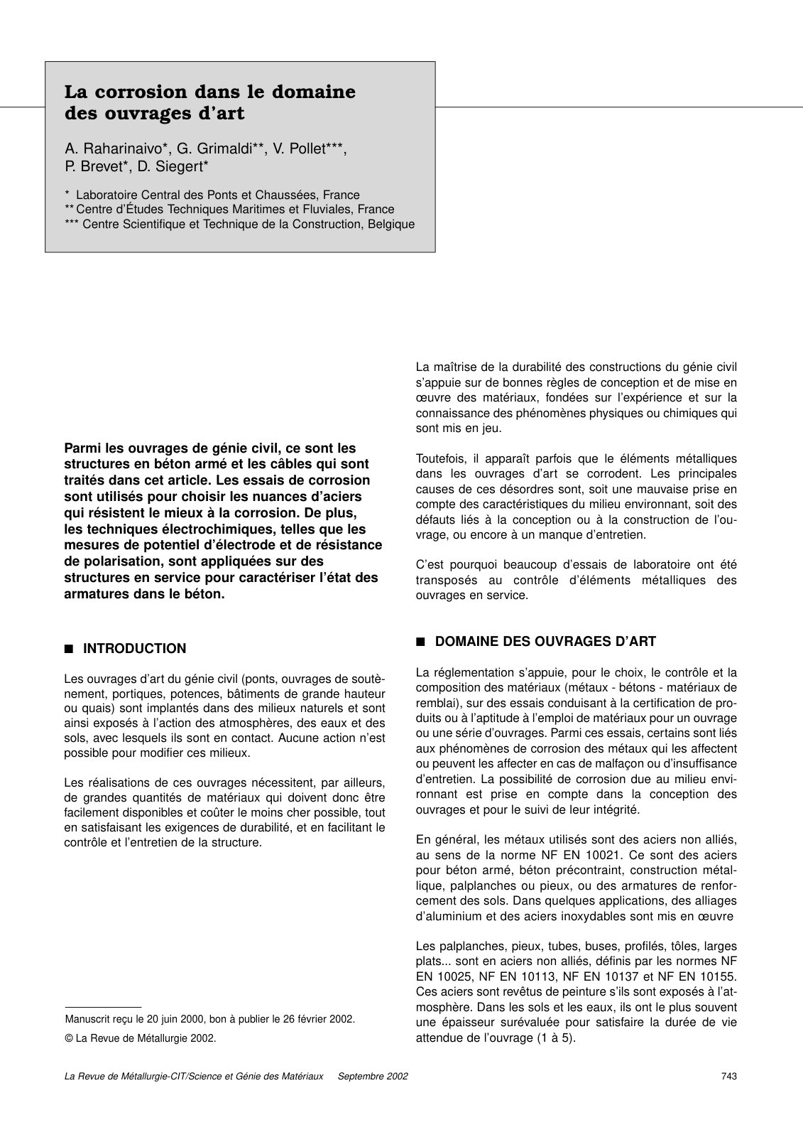 First page of Corrosion in civil engineering structure