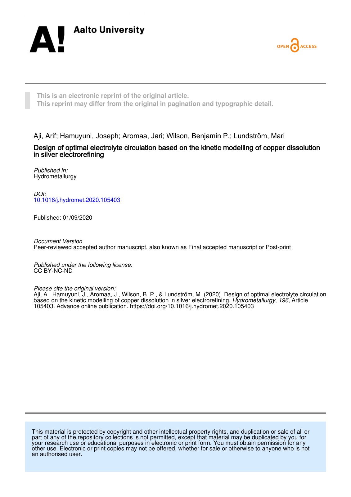 First page of Design of optimal electrolyte circulatio