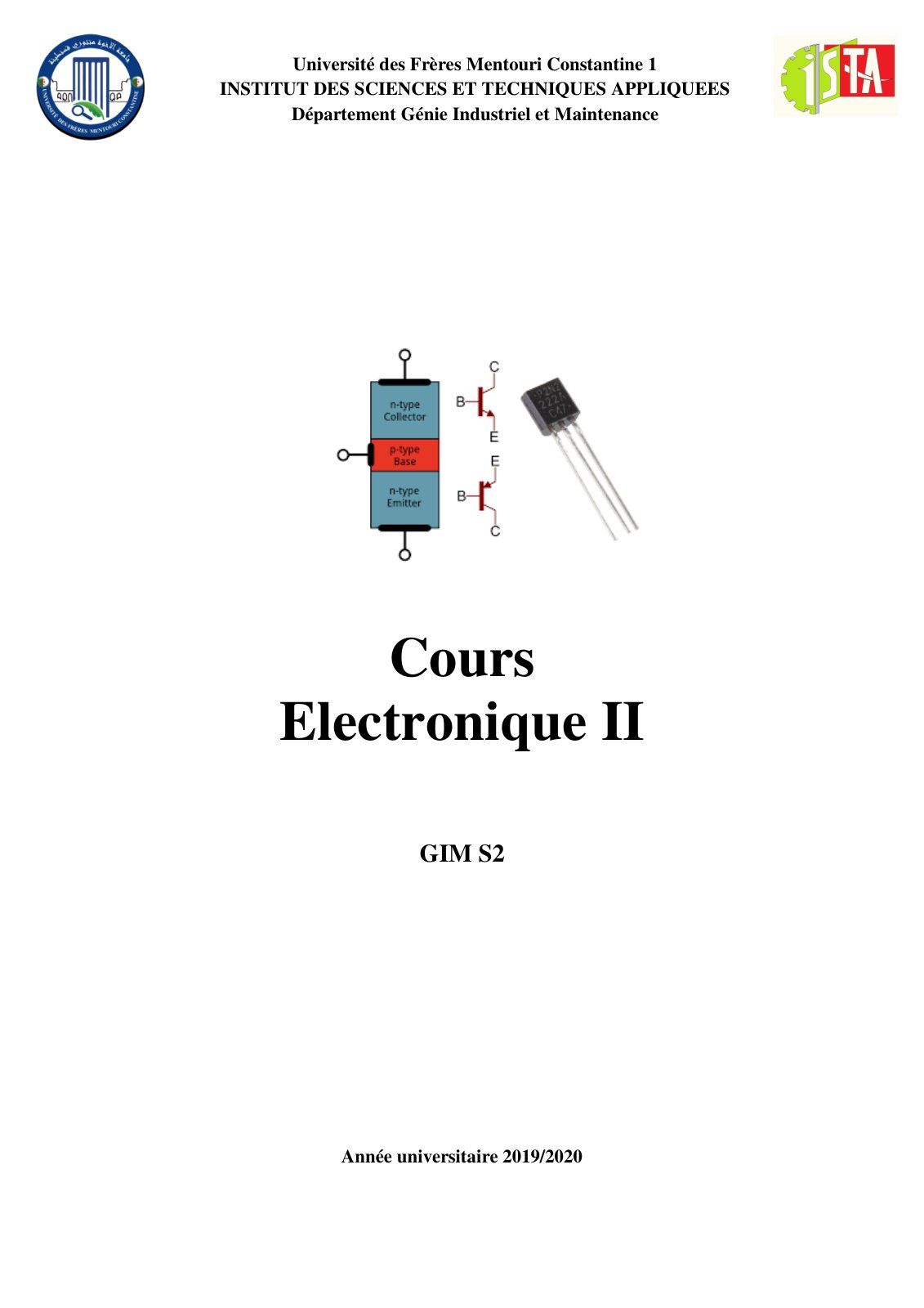 First page of Cours Electronique II
