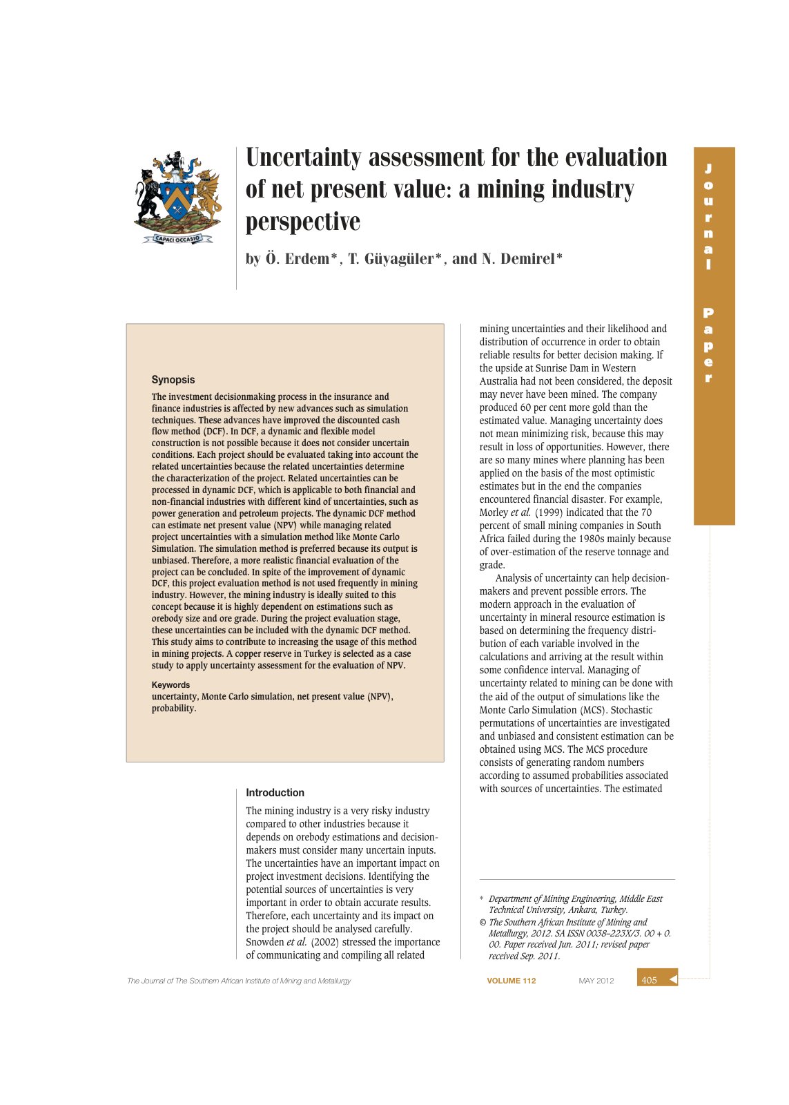 First page of Uncertainty assessment for the evaluatio