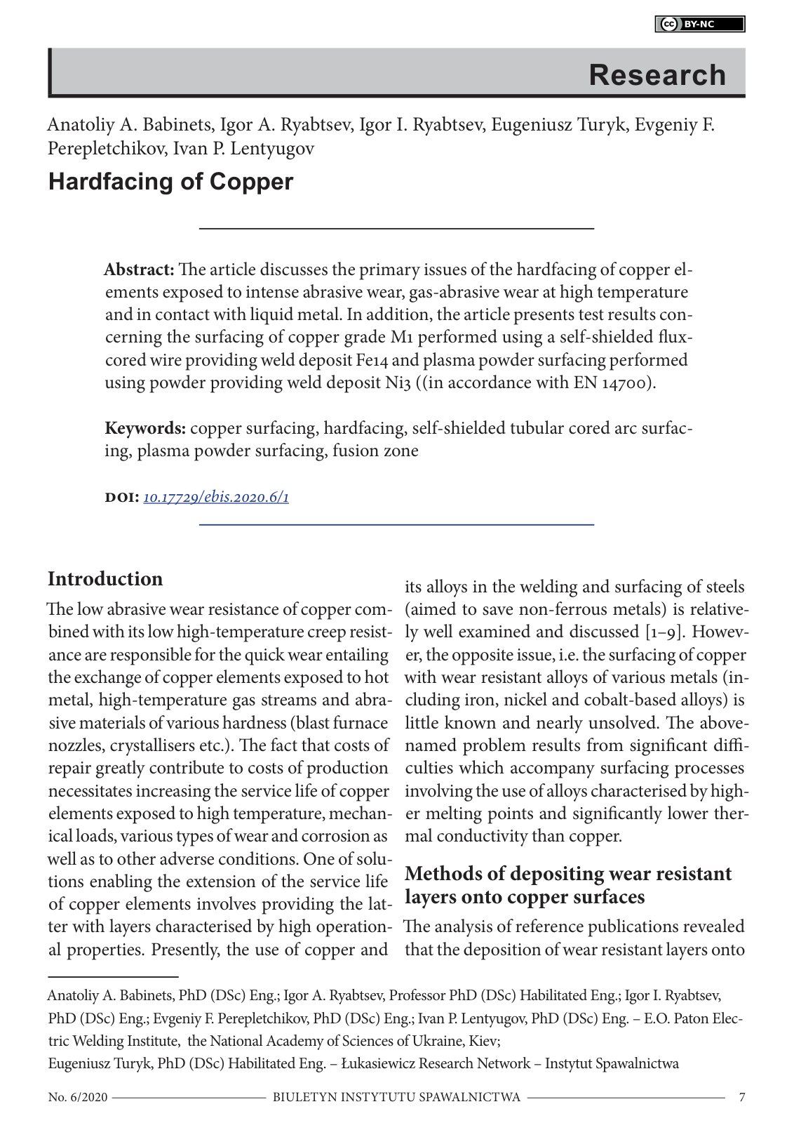 First page of Hardfacing of Copper
