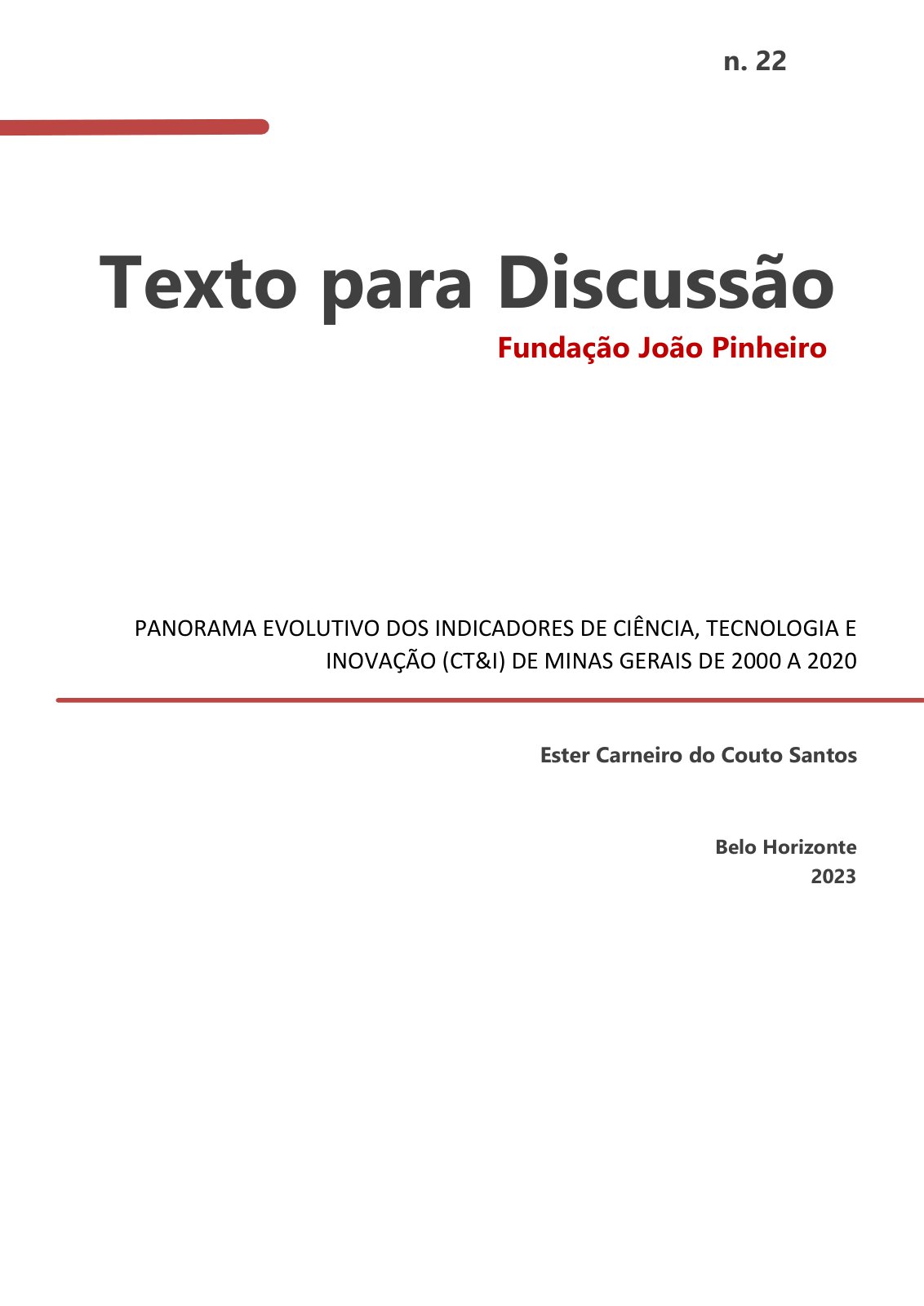 First page of PANORAMA EVOLUTIVO DOS INDICADORES DE CI