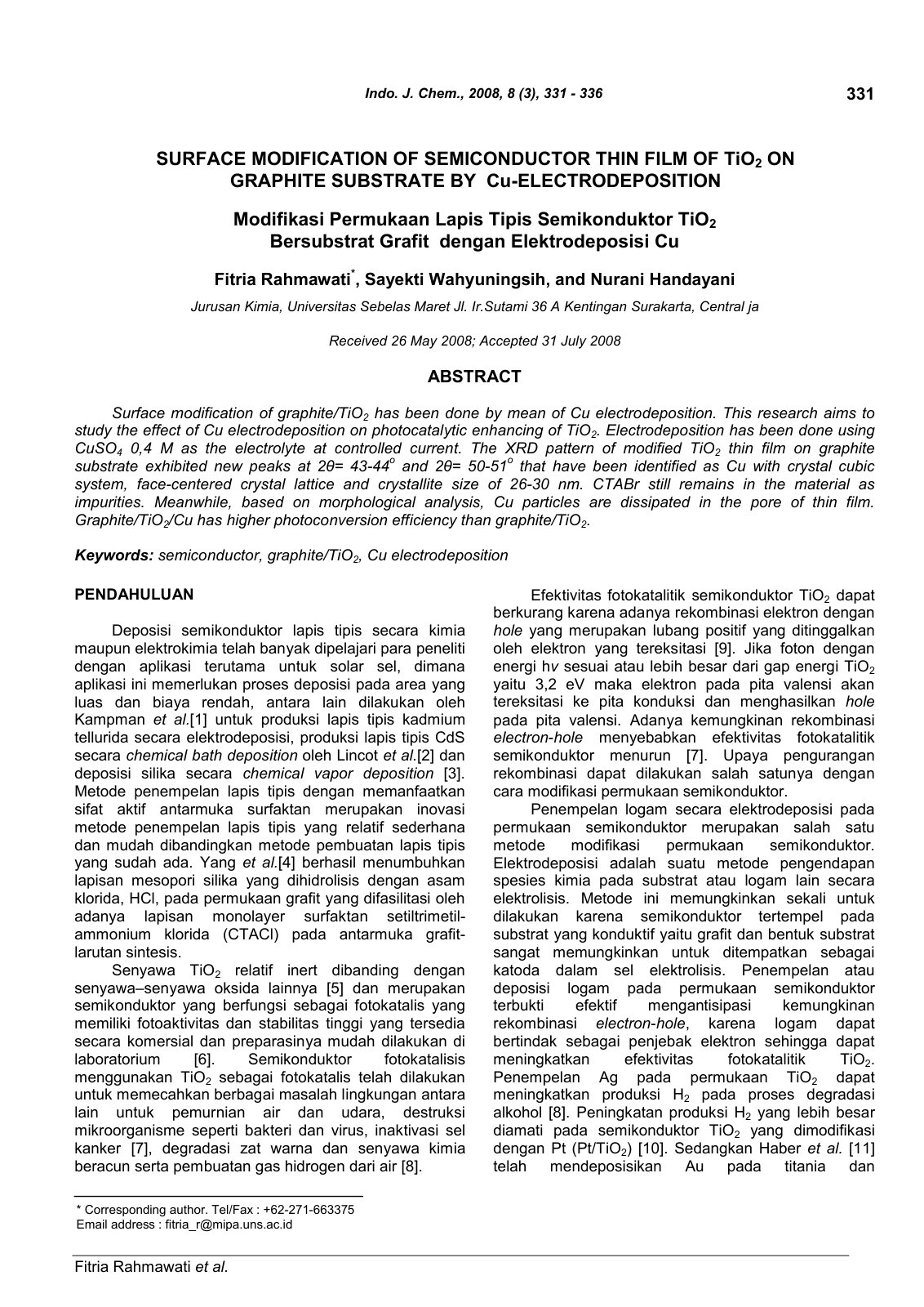 First page of SURFACE MODIFICATION OF SEMICONDUCTOR TH