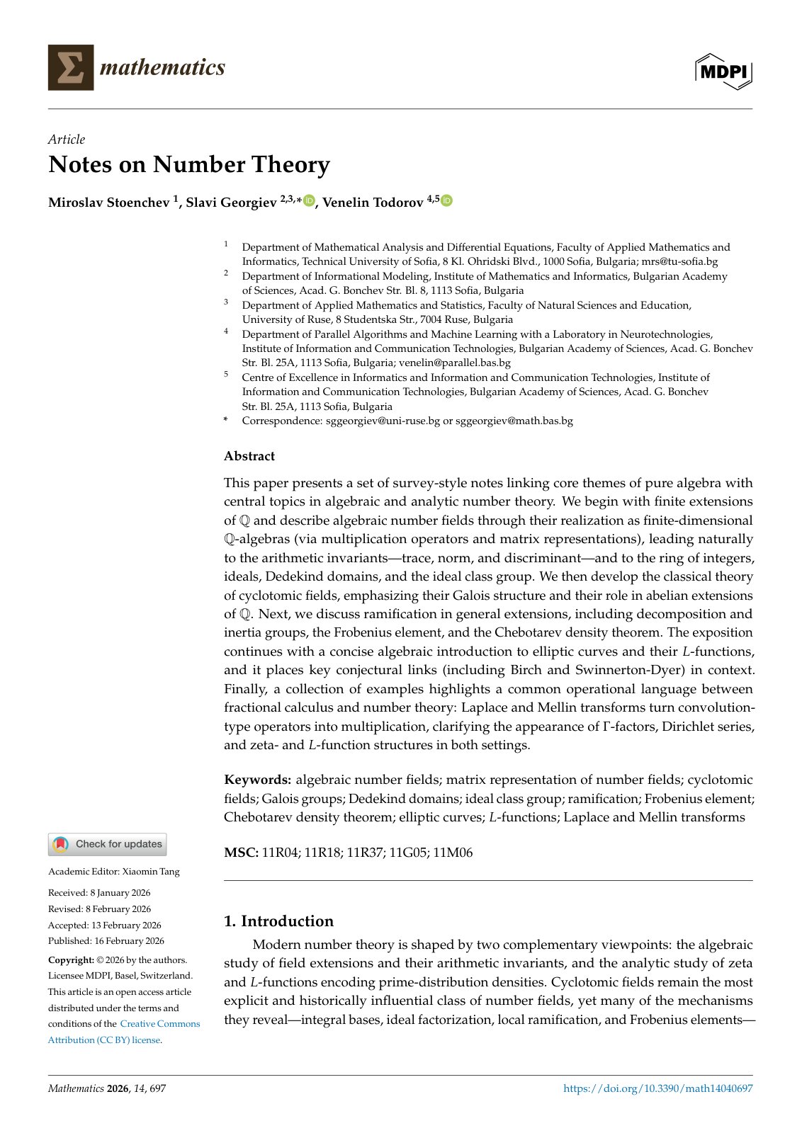 First page of Notes on Number Theory