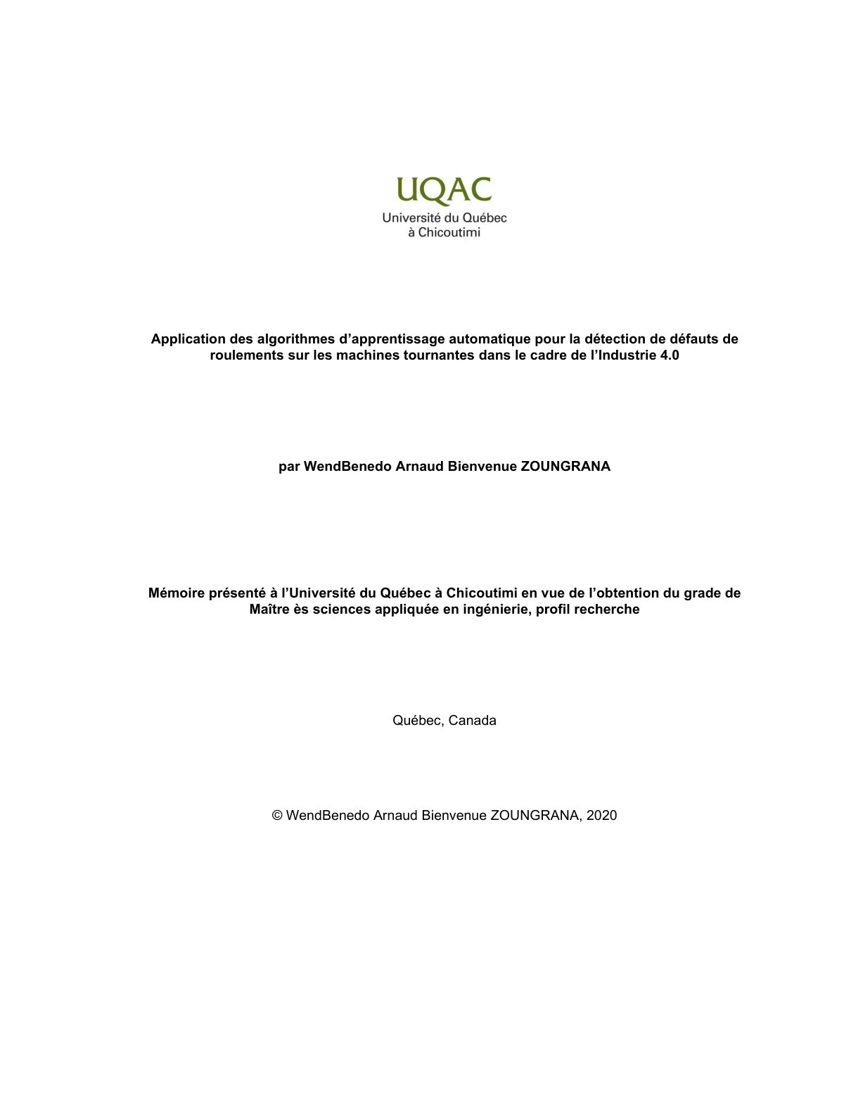 First page of Zoungrana uqac 0862N 10694