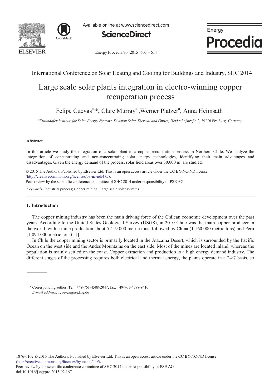 First page of Large Scale Solar Plants Integration in