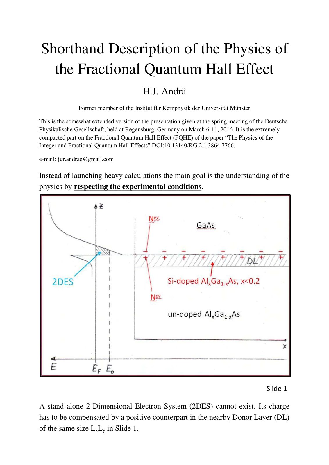 First page of Shorthand Description of the Physics of the Fractional Quantum Hall Effect