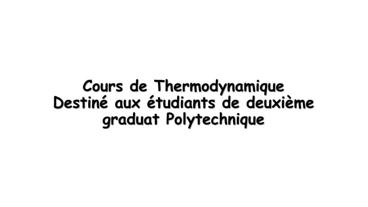 First page of Cours Thermodynamique BAC1 Polyt 2022 2023