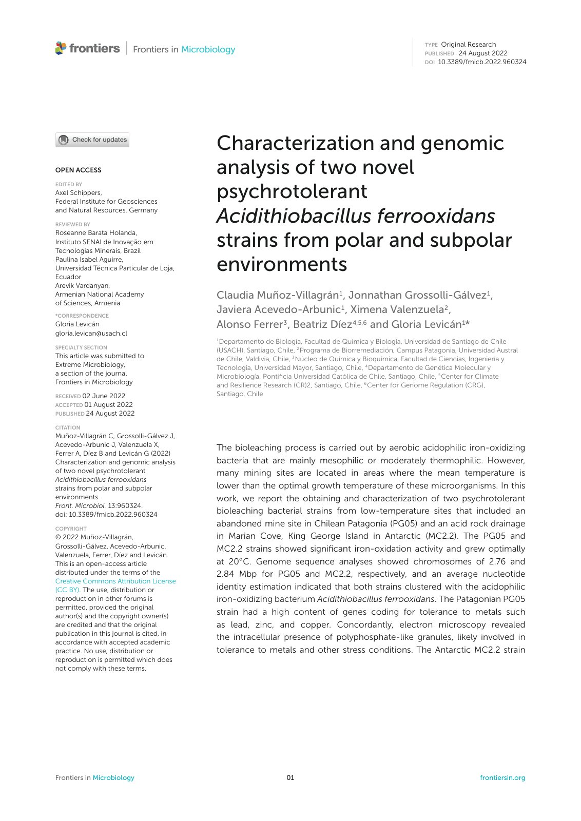 First page of Characterization and genomic analysis of