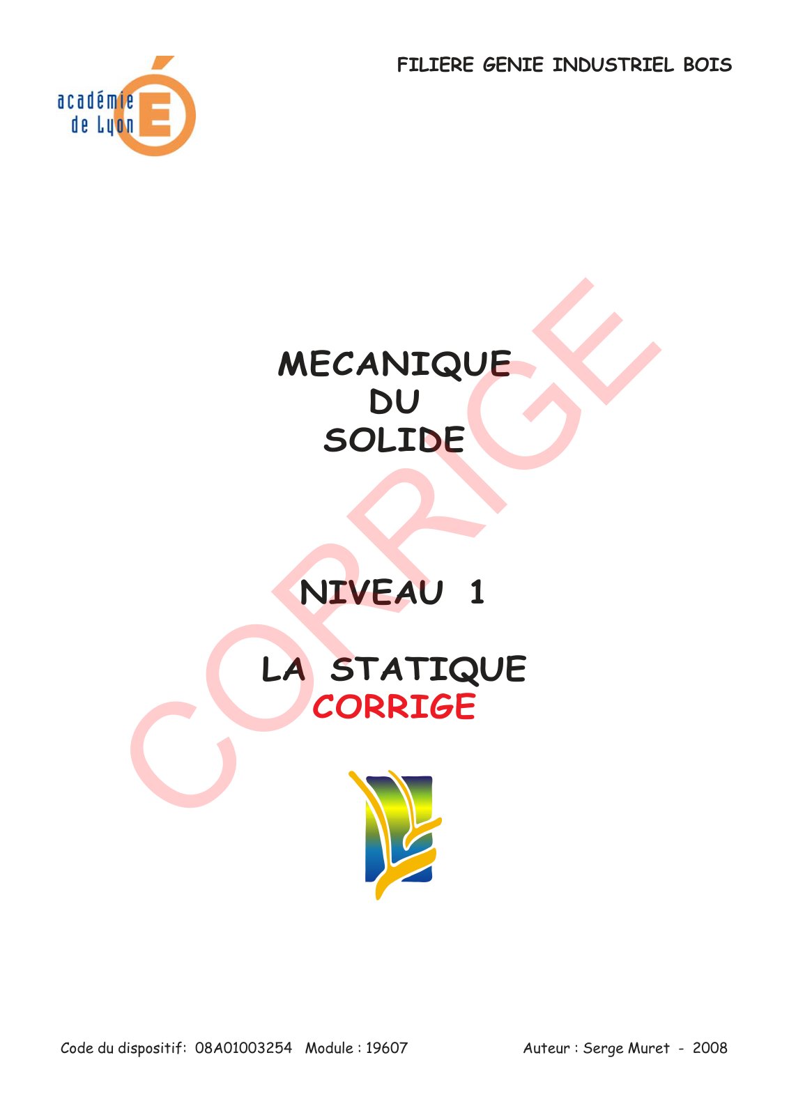 First page of statique 2009 corrige stagiaire