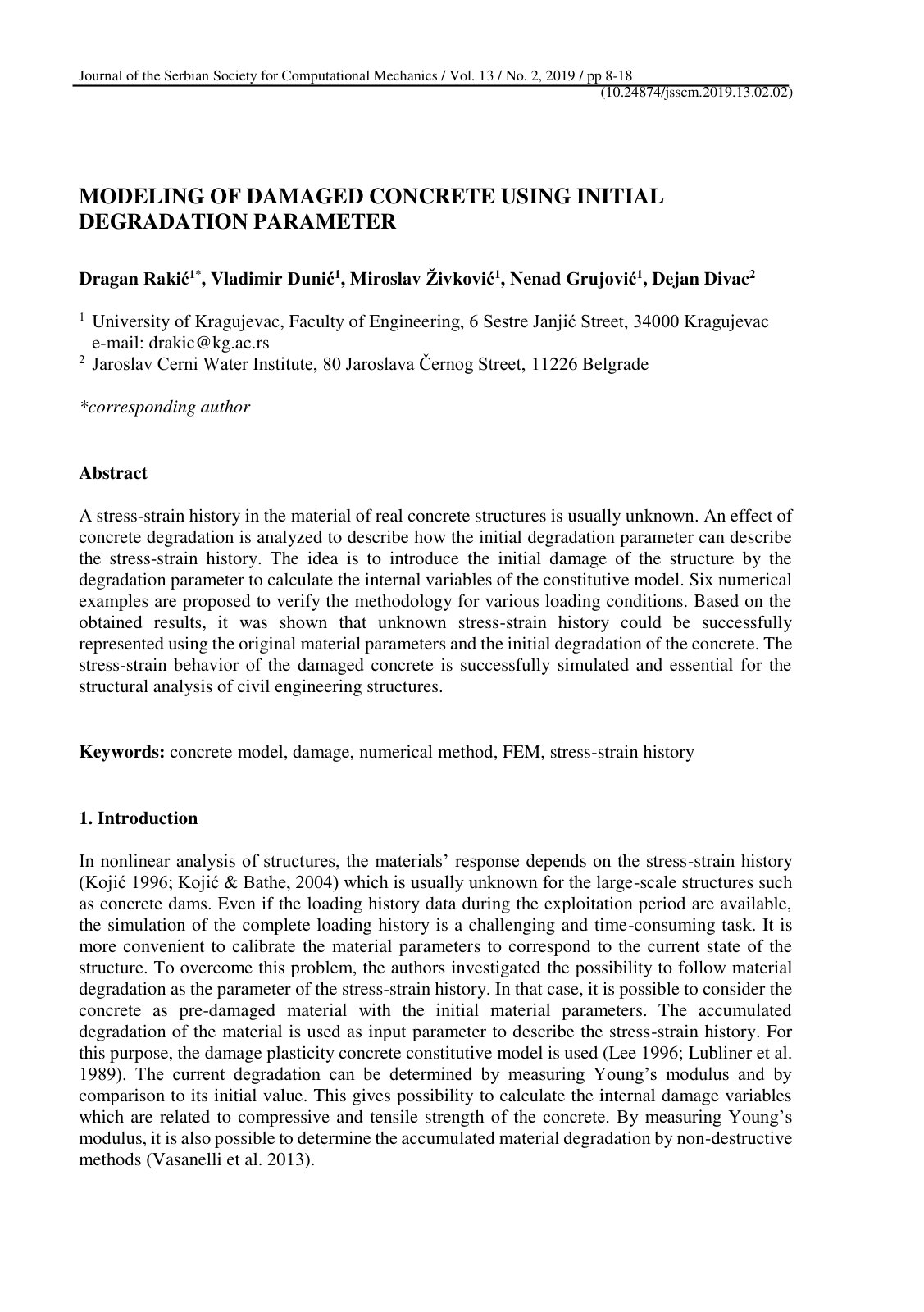 First page of Modeling of Damaged Concrete Using Initi